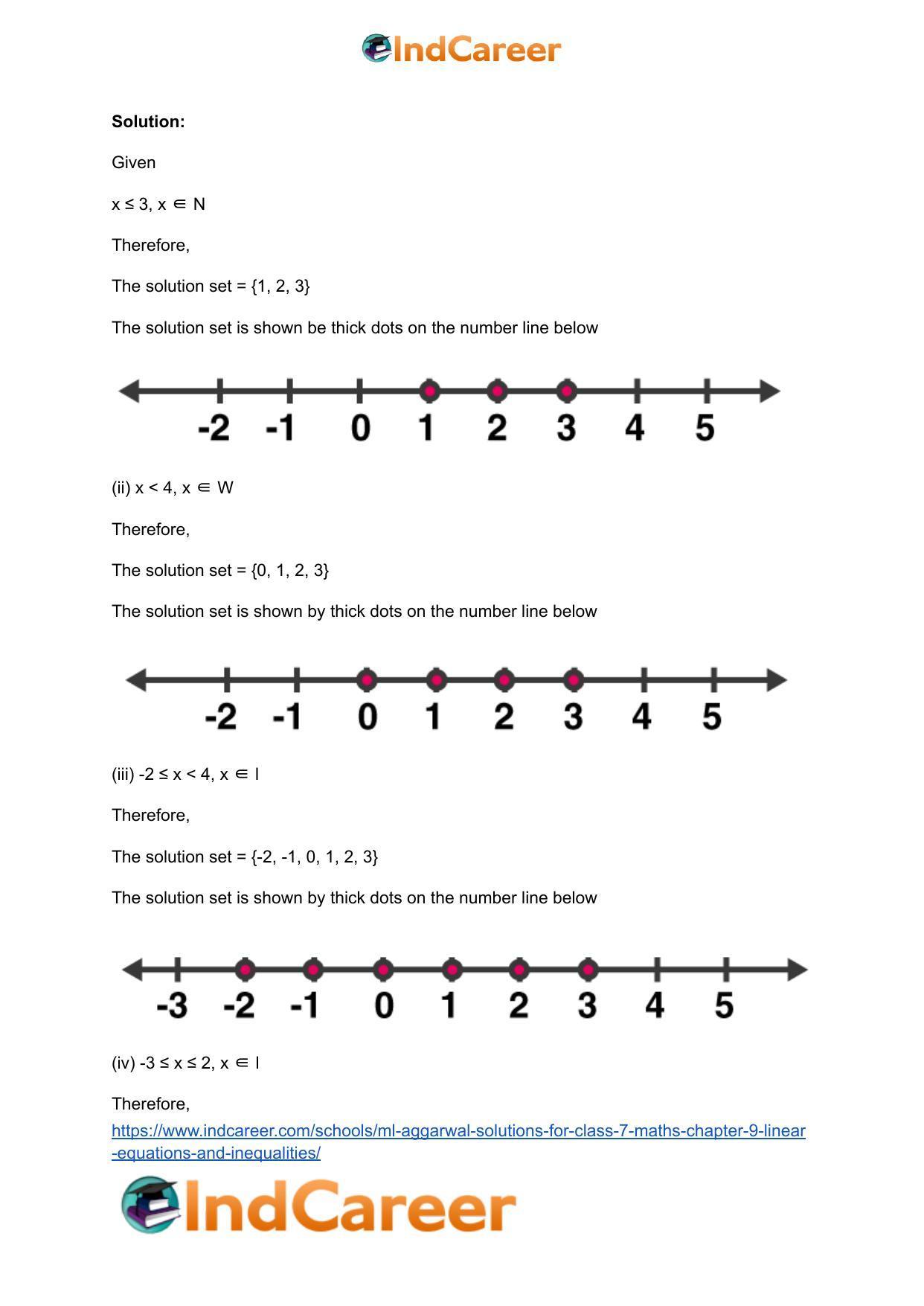 ML Aggarwal Solutions for Class 7 Maths Chapter 9- Linear Equations and Inequalities - Page 7