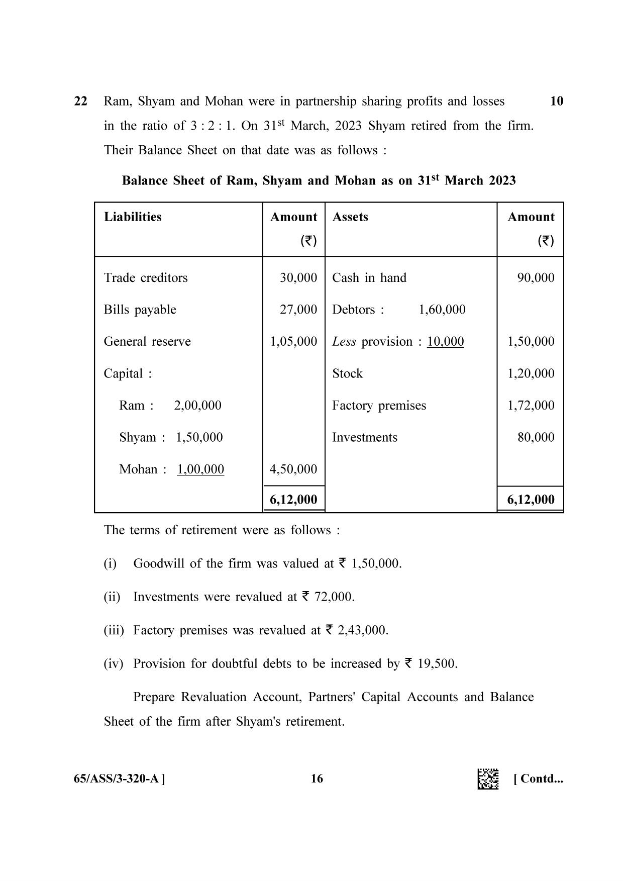NIOS 2023 Class 12 Accountancy SET 1 Question Paper - Page 16