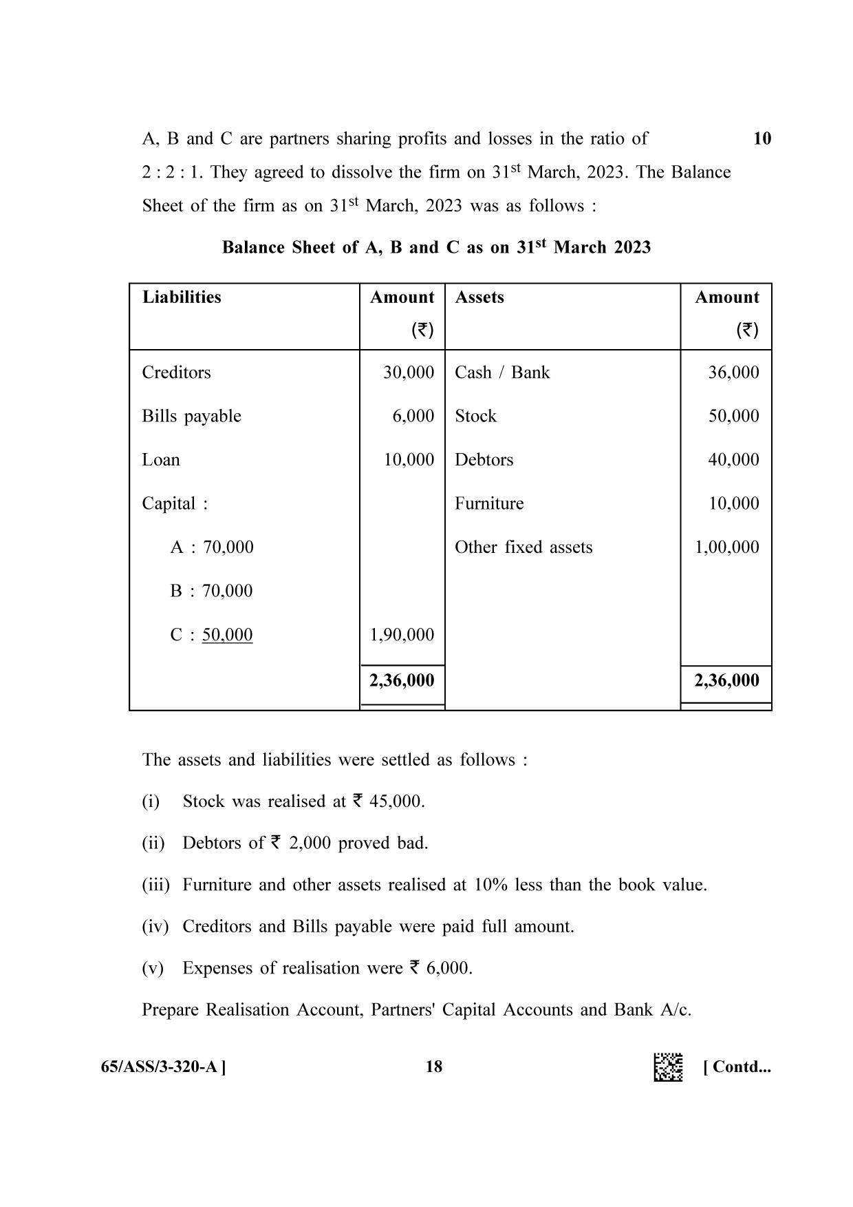 NIOS 2023 Class 12 Accountancy SET 1 Question Paper - Page 18