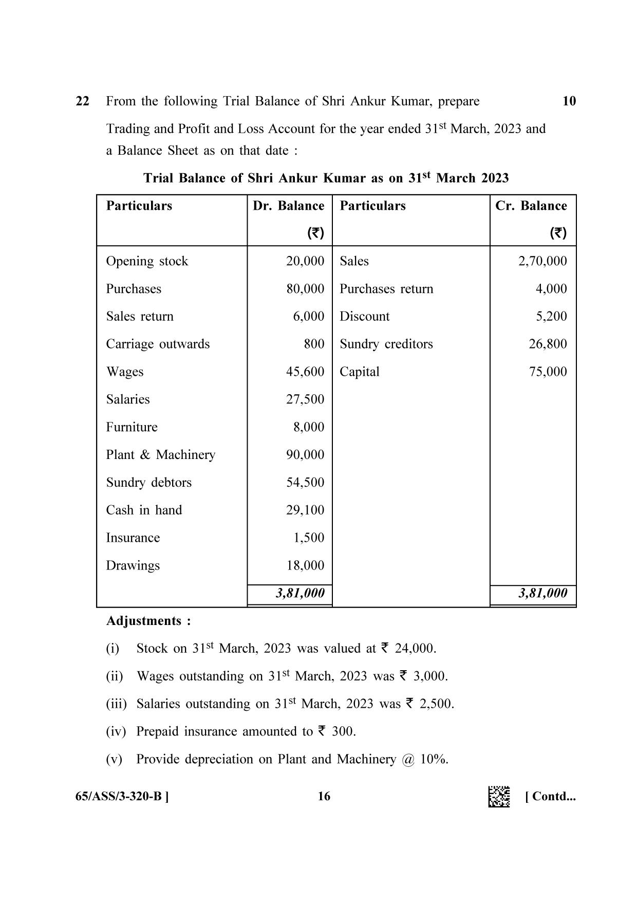 NIOS 2023 Class 12 Accountancy SET 1 Question Paper - Page 40