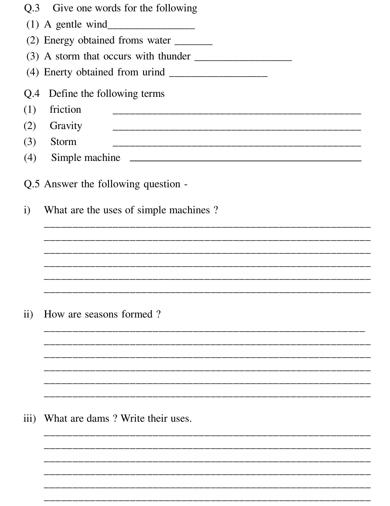 Worksheet for Class 4 Science Assignment 6 - Page 2