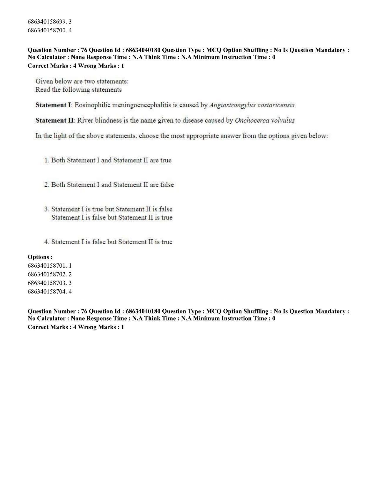 CUET PG 2023: SCQP20 – Medical Laboratory Technology (Hin) - Shift 3 (25-06-2023) Question Paper - Page 72