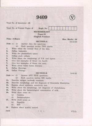 AP Inter 2nd Year Microbiology-II March-2019-Vocational Question Paper