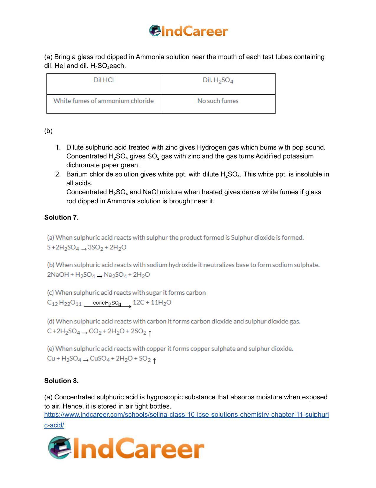 Selina Class 10 ICSE Solutions Chemistry : Chapter 11- Sulphuric Acid - Page 5