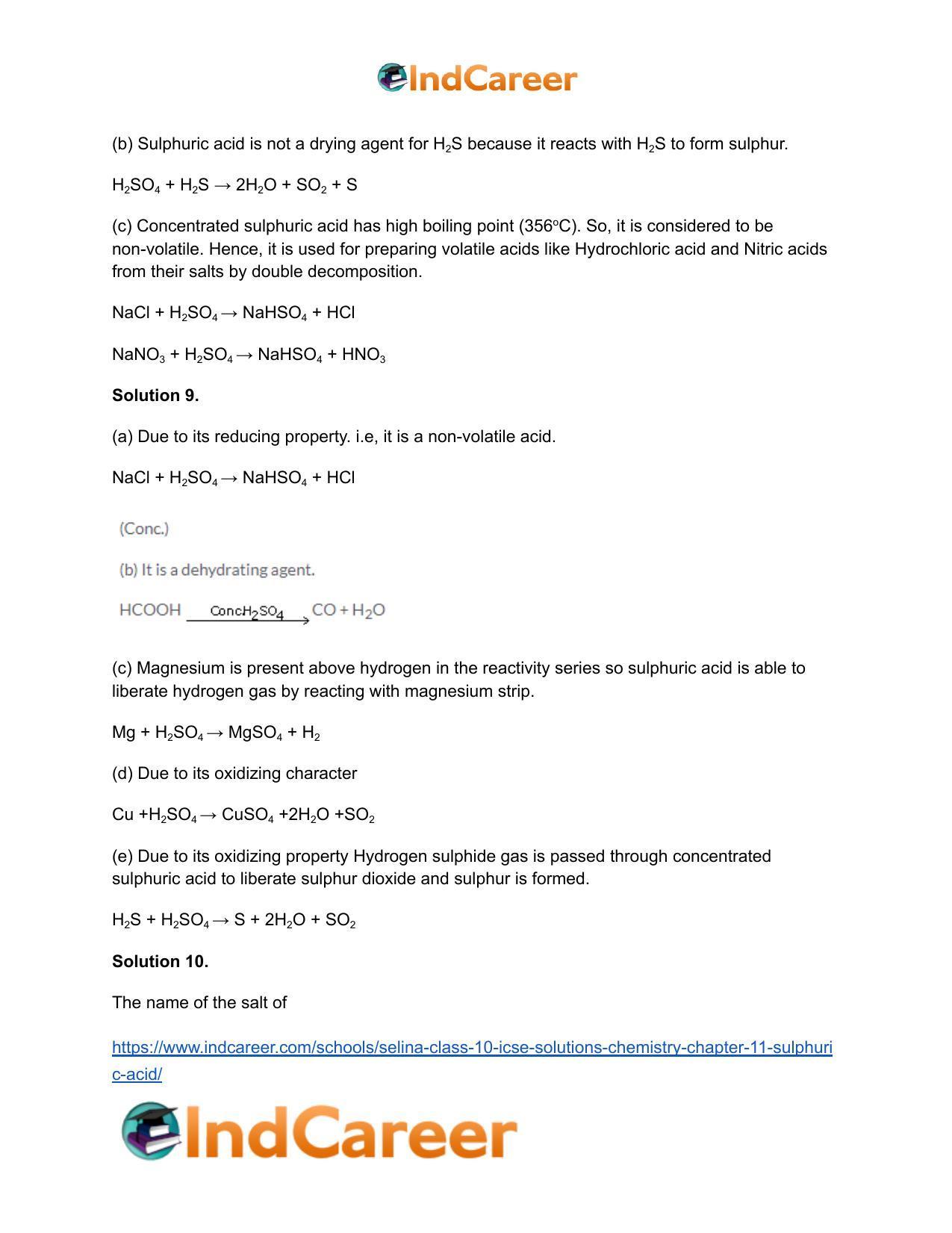 Selina Class 10 ICSE Solutions Chemistry : Chapter 11- Sulphuric Acid - Page 6