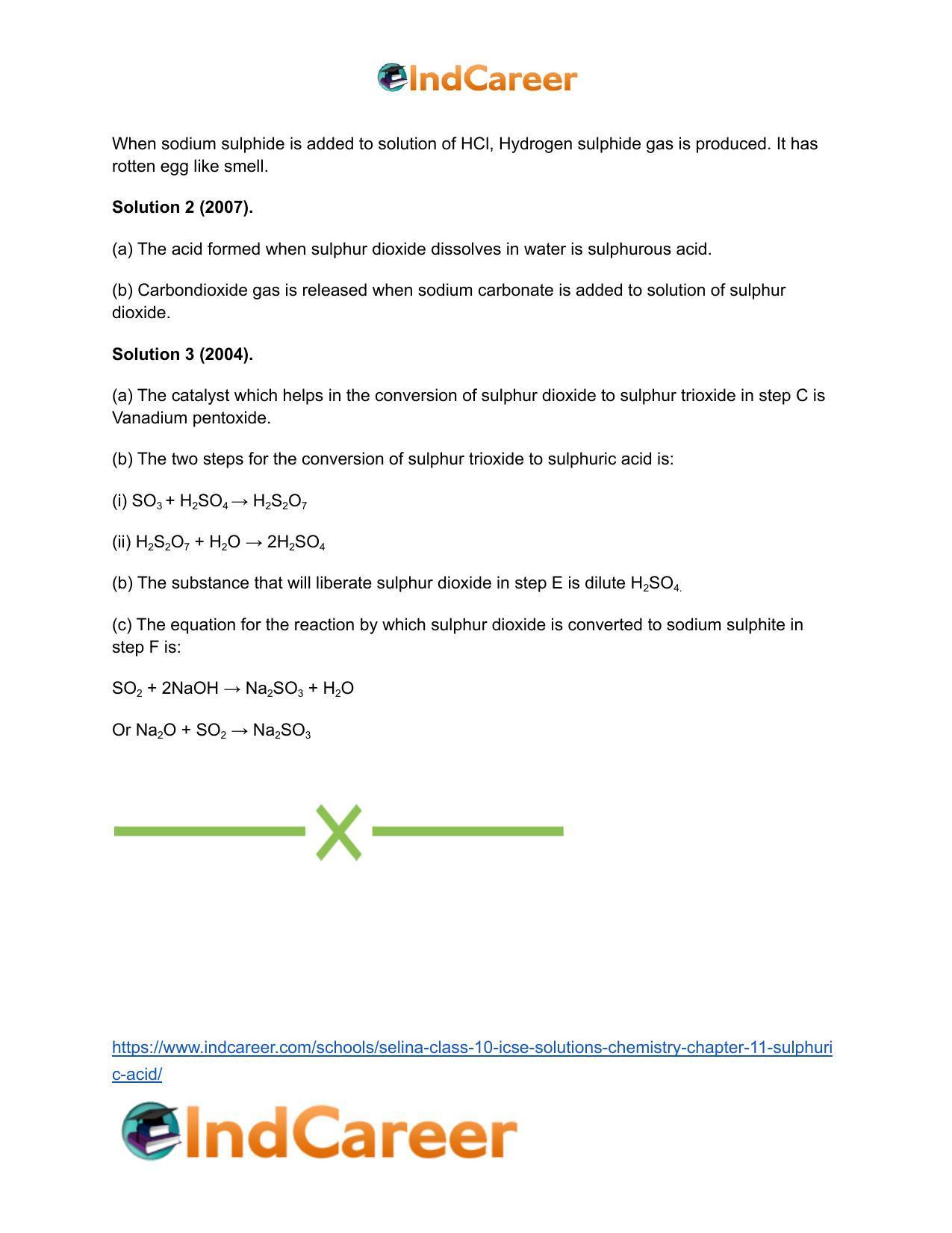 Selina Class 10 ICSE Solutions Chemistry : Chapter 11- Sulphuric Acid - Page 9