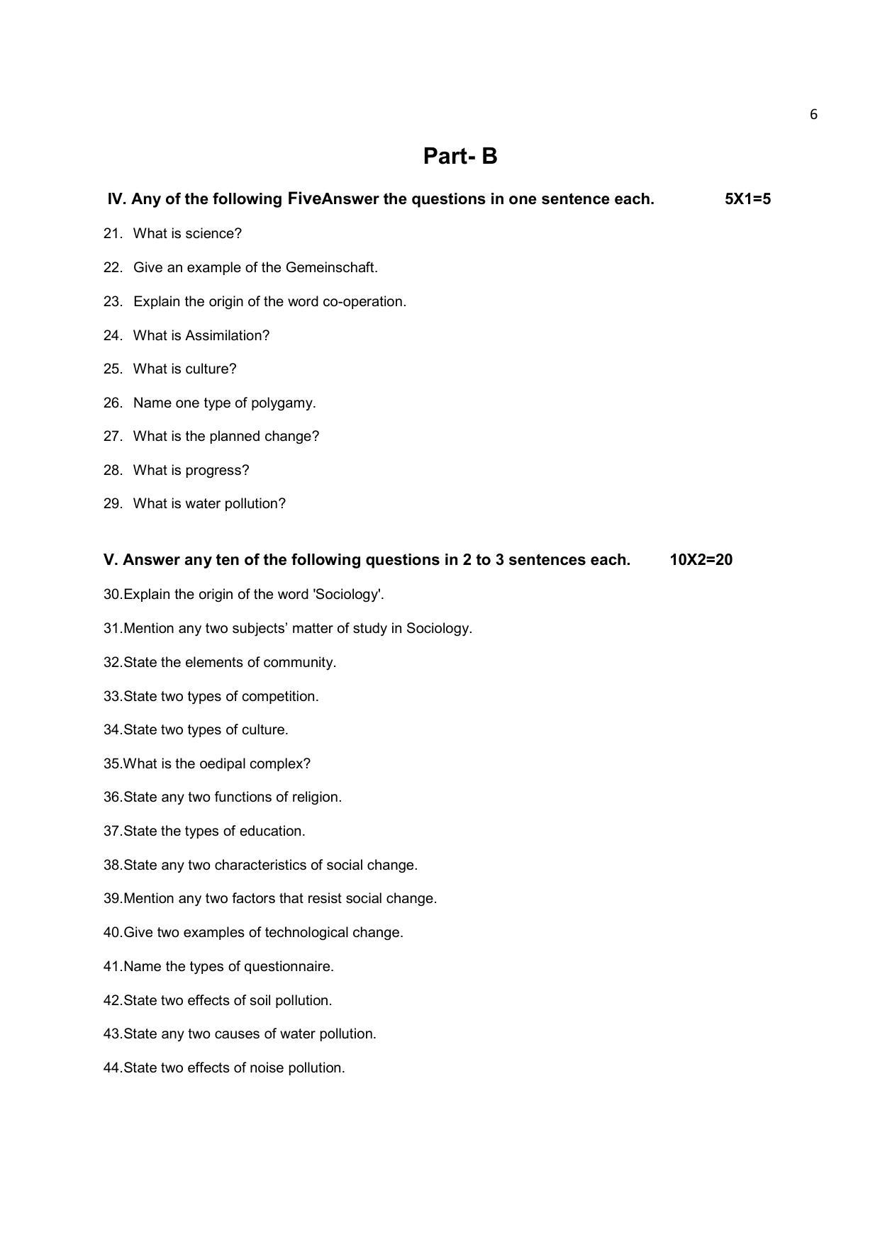 Karnataka 1st PUC SOCIOLOGY Model Question Paper - Page 7