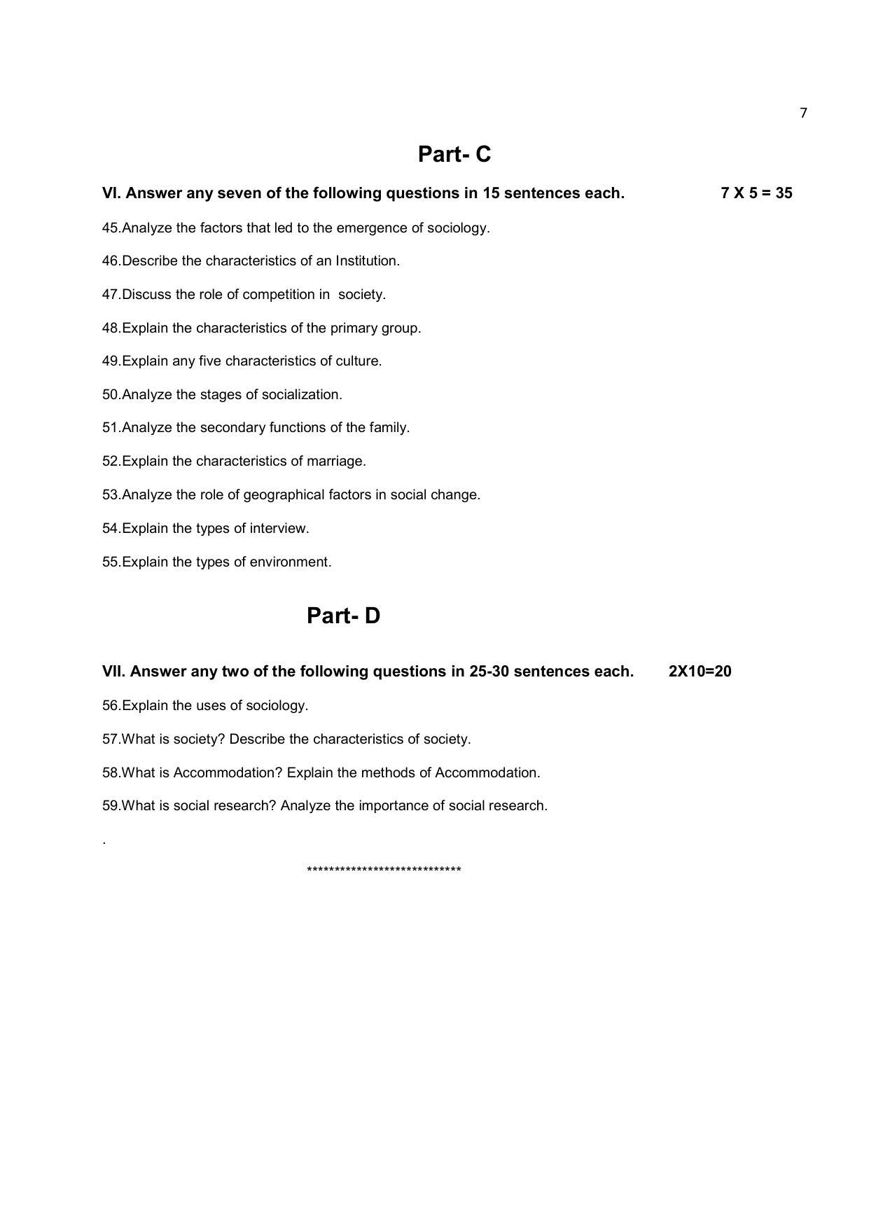 Karnataka 1st PUC SOCIOLOGY Model Question Paper - Page 8