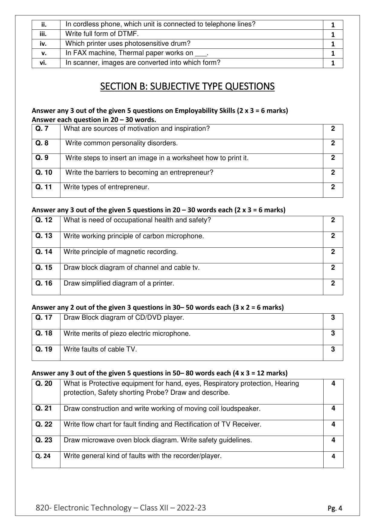 CBSE Class 10 Electronics Technology (Skill Education) Sample Papers 2023 - Page 4