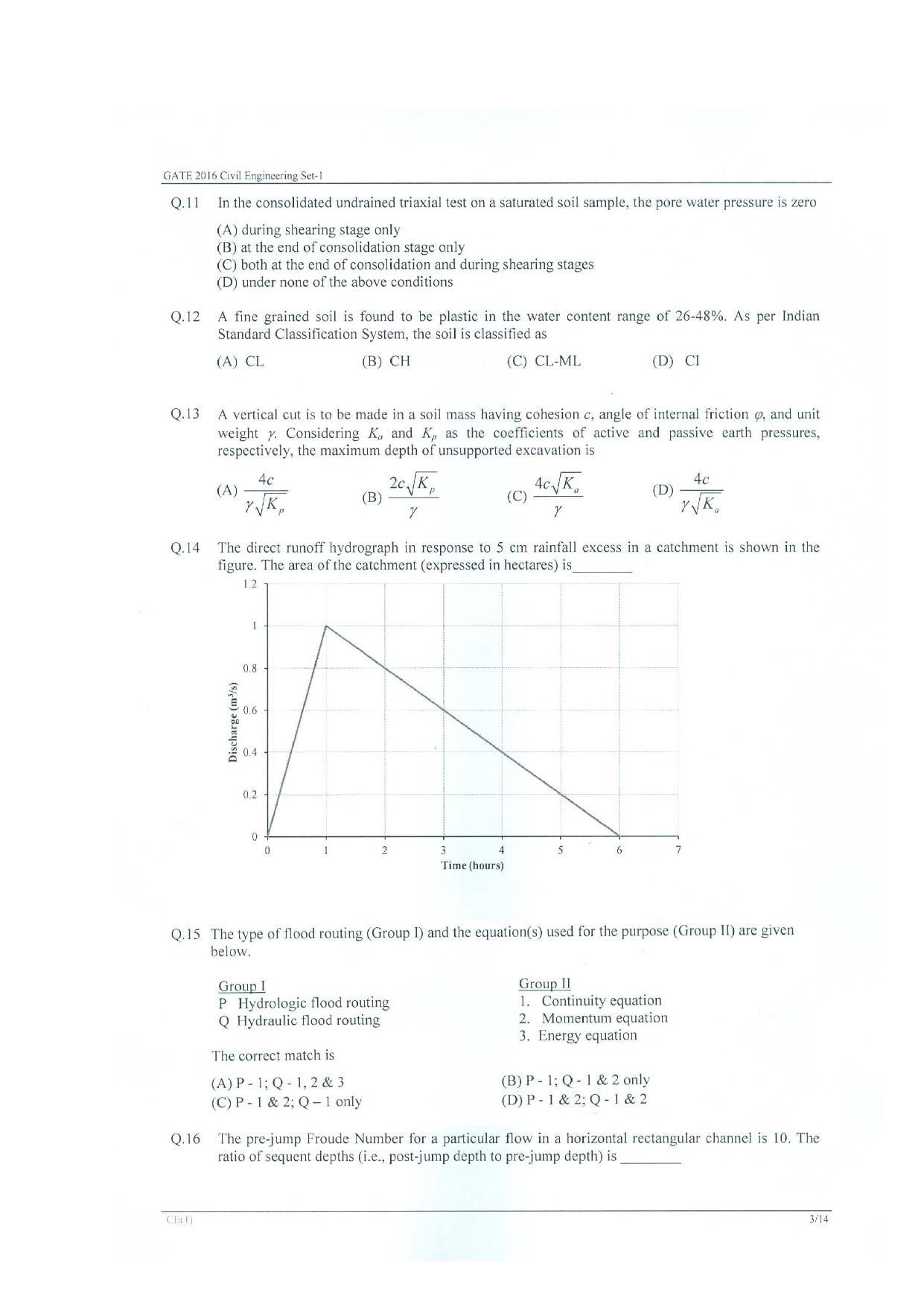 GATE 2016 Civil Engineering (CE) Question Paper with Answer Key - Page 6