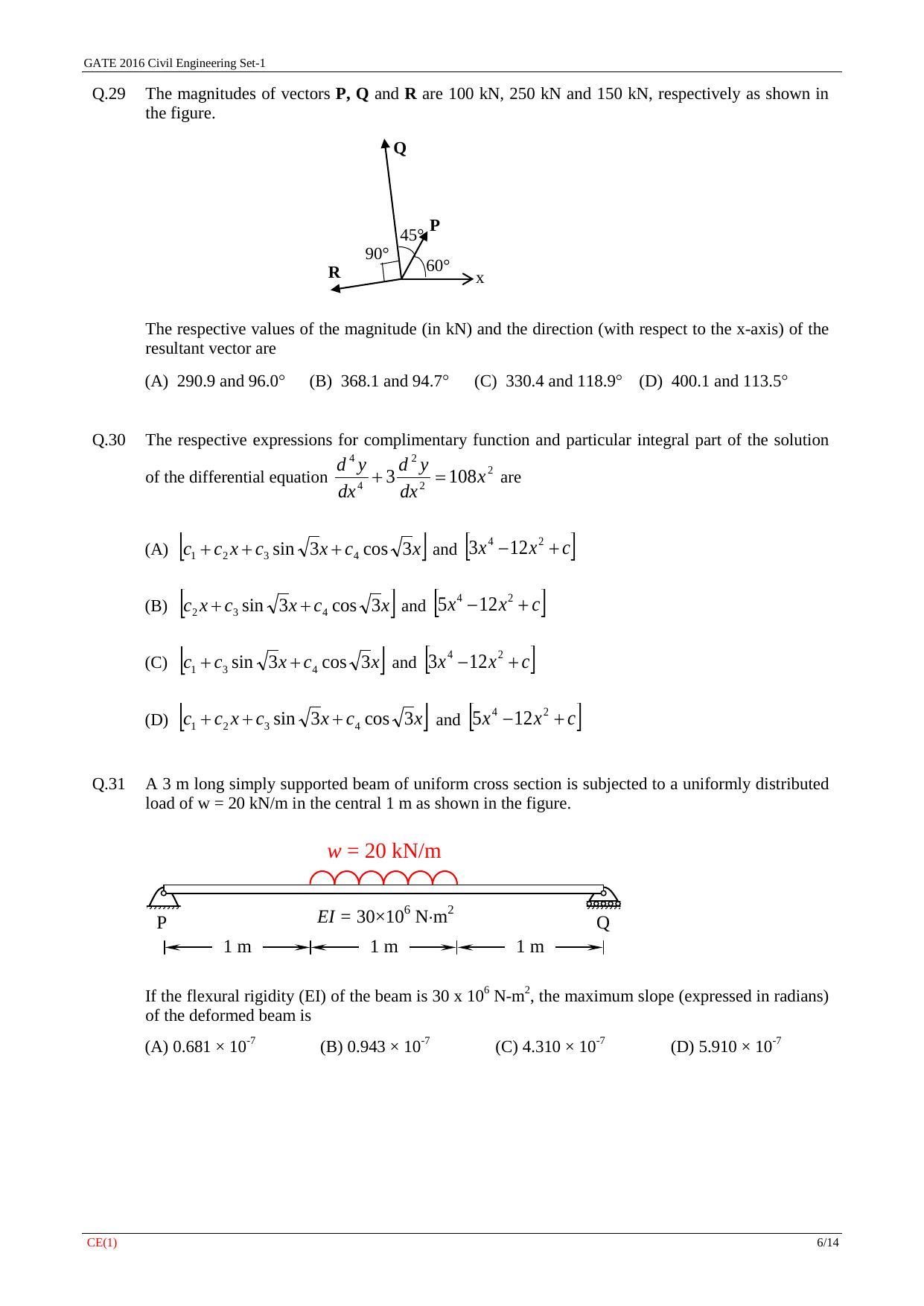 GATE 2016 Civil Engineering (CE) Question Paper with Answer Key - Page 9