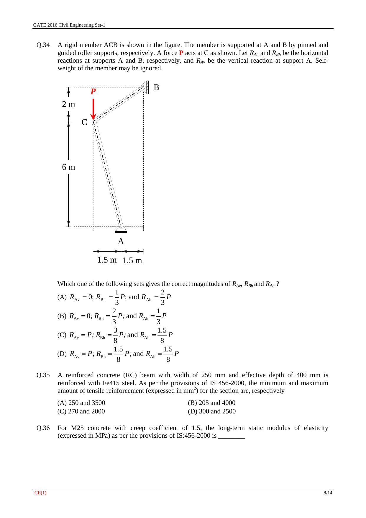 GATE 2016 Civil Engineering (CE) Question Paper with Answer Key - Page 11