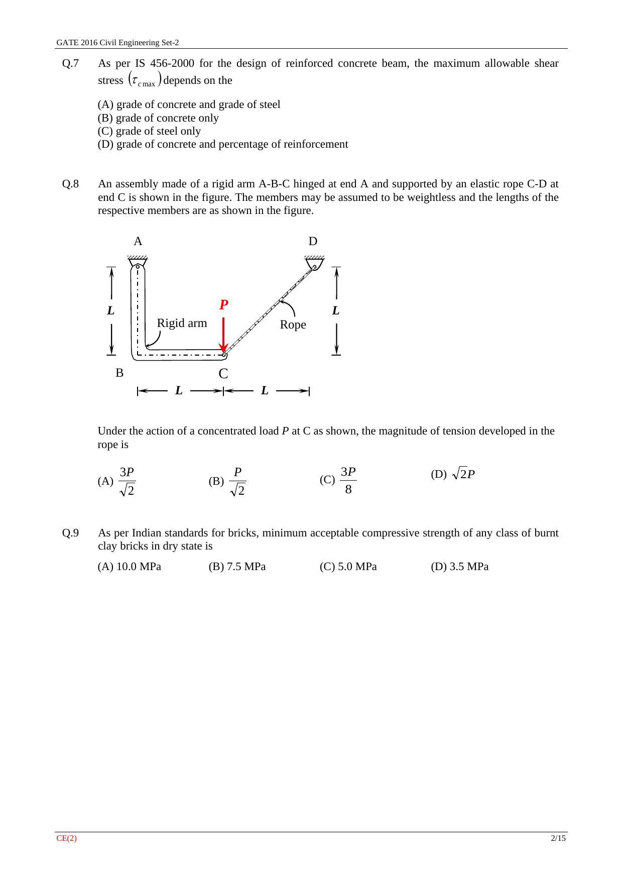 GATE 2016 Civil Engineering (CE) Question Paper with Answer Key - Page 24