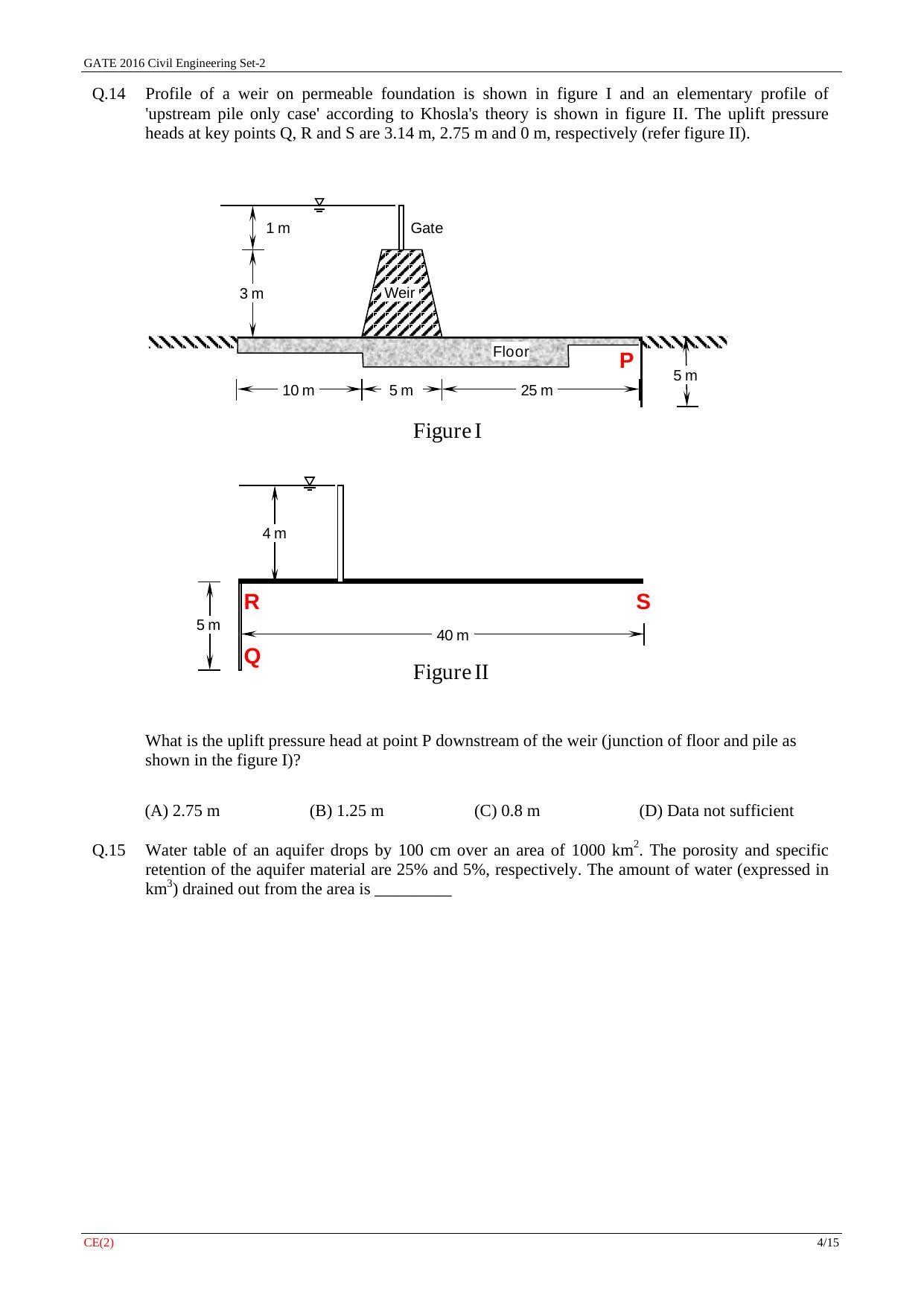 GATE 2016 Civil Engineering (CE) Question Paper with Answer Key - Page 26