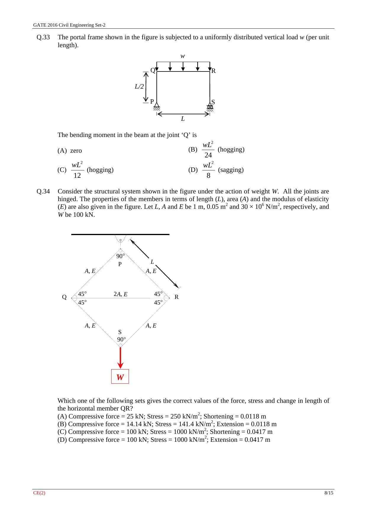 GATE 2016 Civil Engineering (CE) Question Paper with Answer Key - Page 30