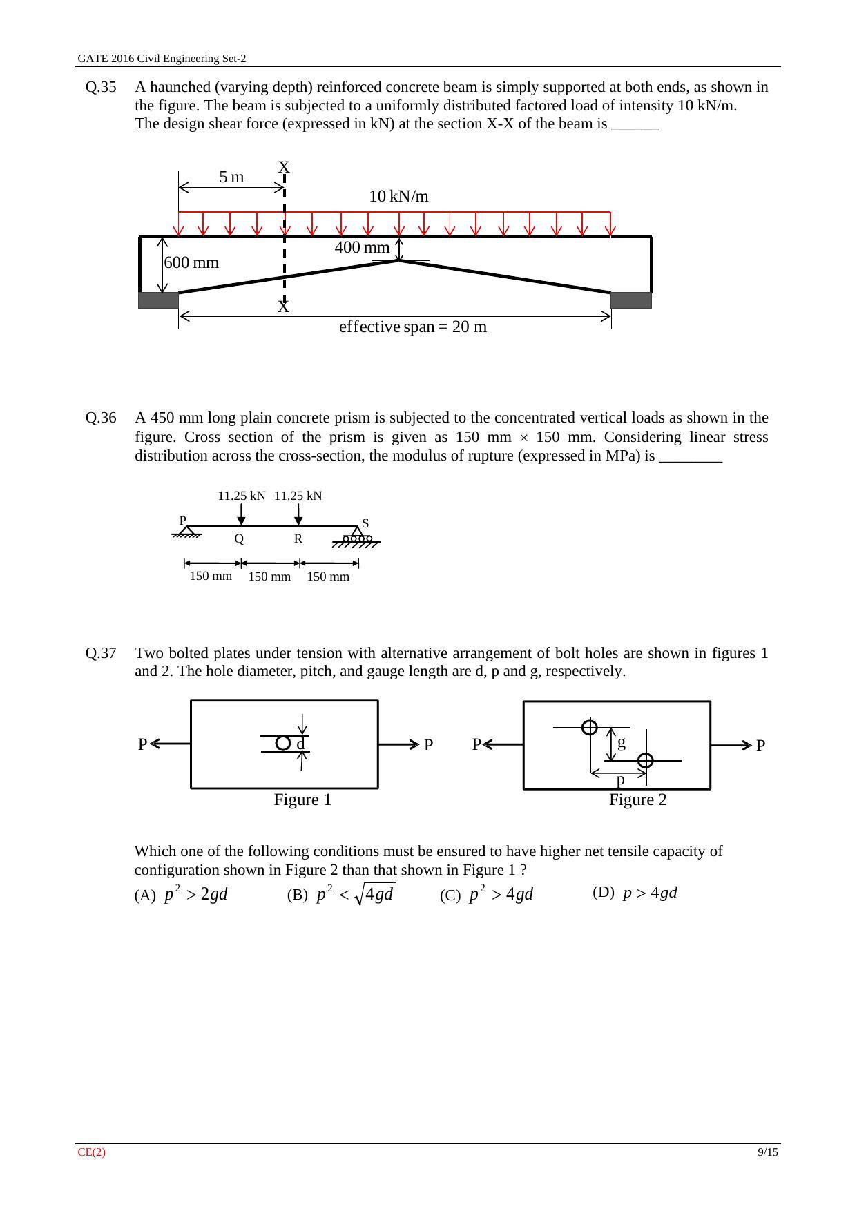 GATE 2016 Civil Engineering (CE) Question Paper with Answer Key - Page 31