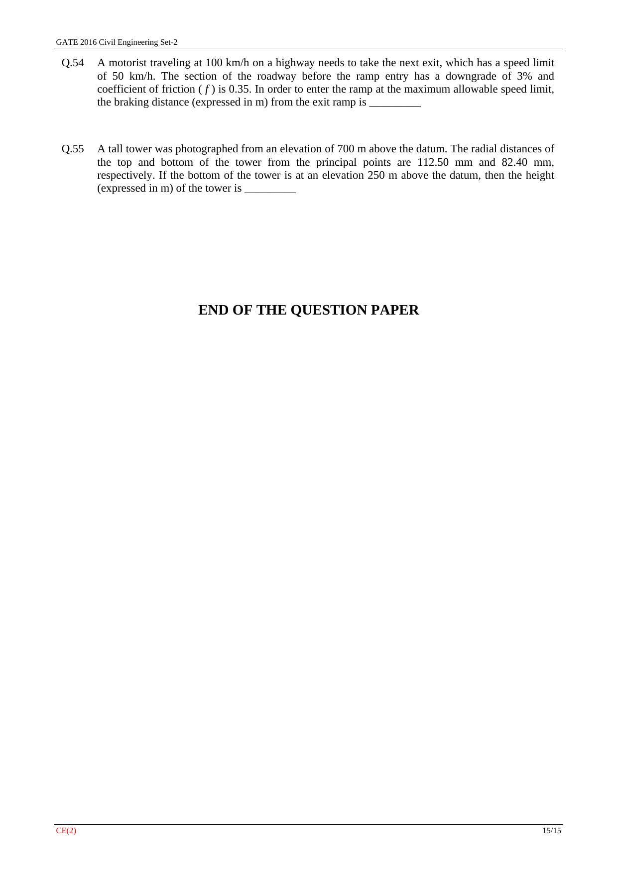 GATE 2016 Civil Engineering (CE) Question Paper with Answer Key - Page 37