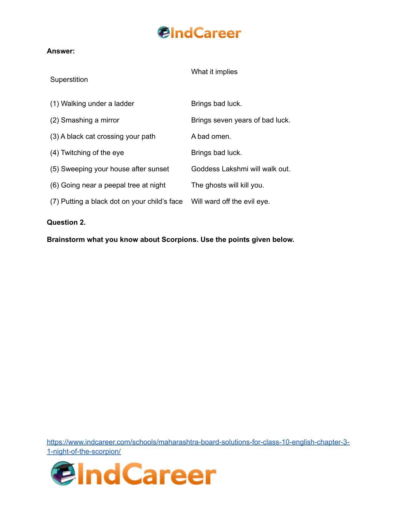 Maharashtra Board Solutions for Class 10- English: Chapter 3.1- Night of the Scorpion - Page 3