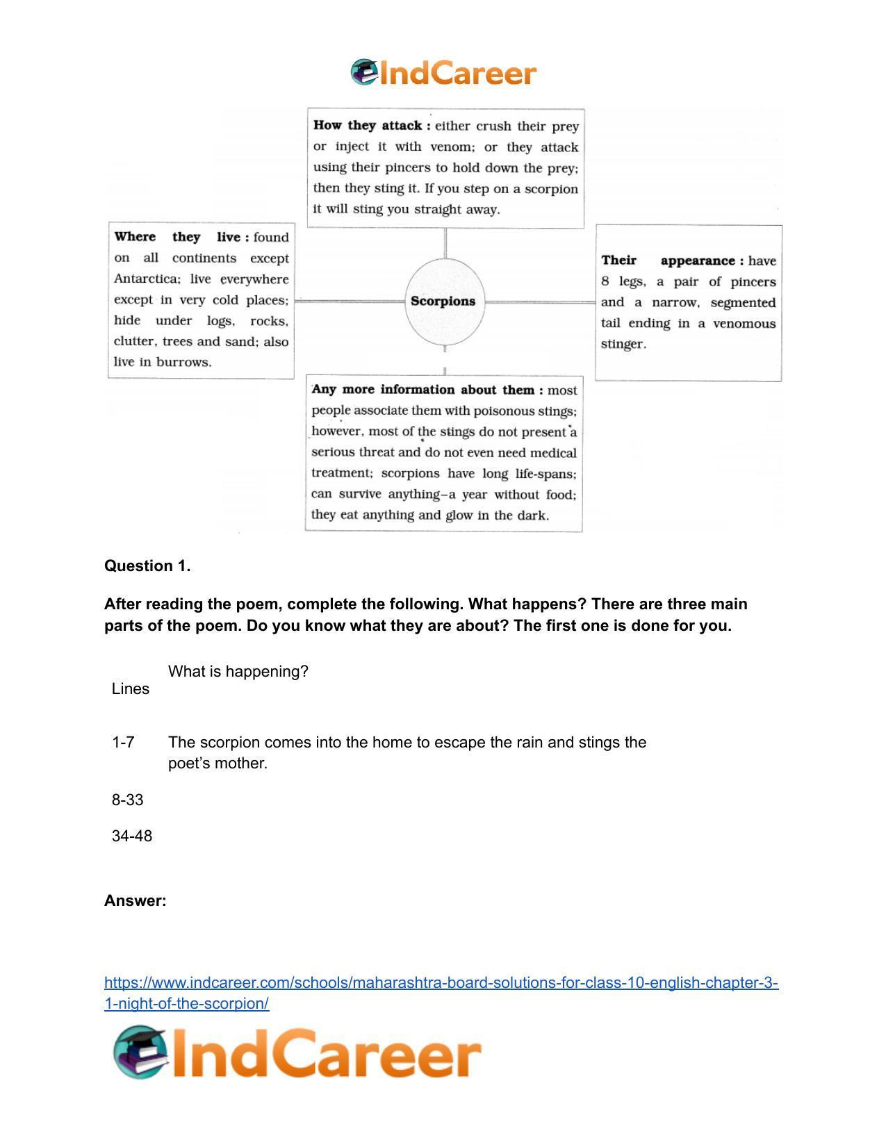 Maharashtra Board Solutions for Class 10- English: Chapter 3.1- Night of the Scorpion - Page 5