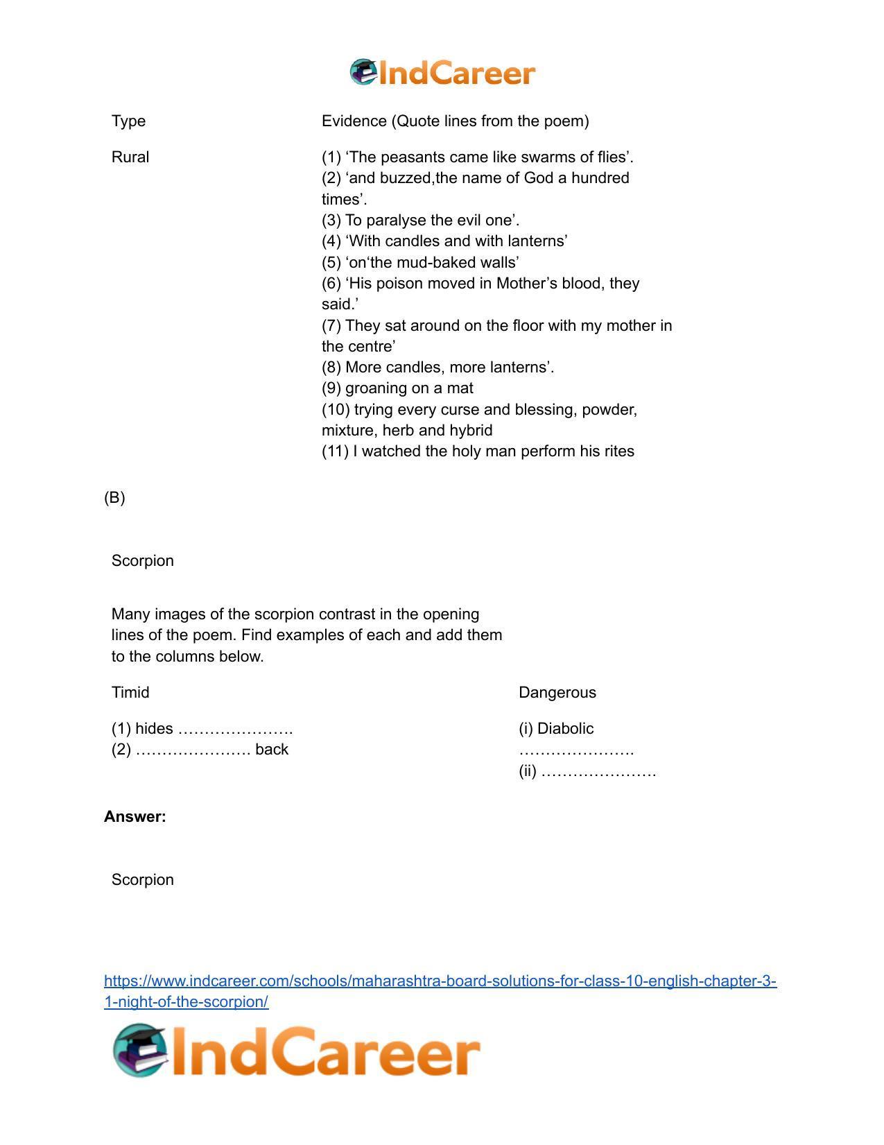 Maharashtra Board Solutions for Class 10- English: Chapter 3.1- Night of the Scorpion - Page 7