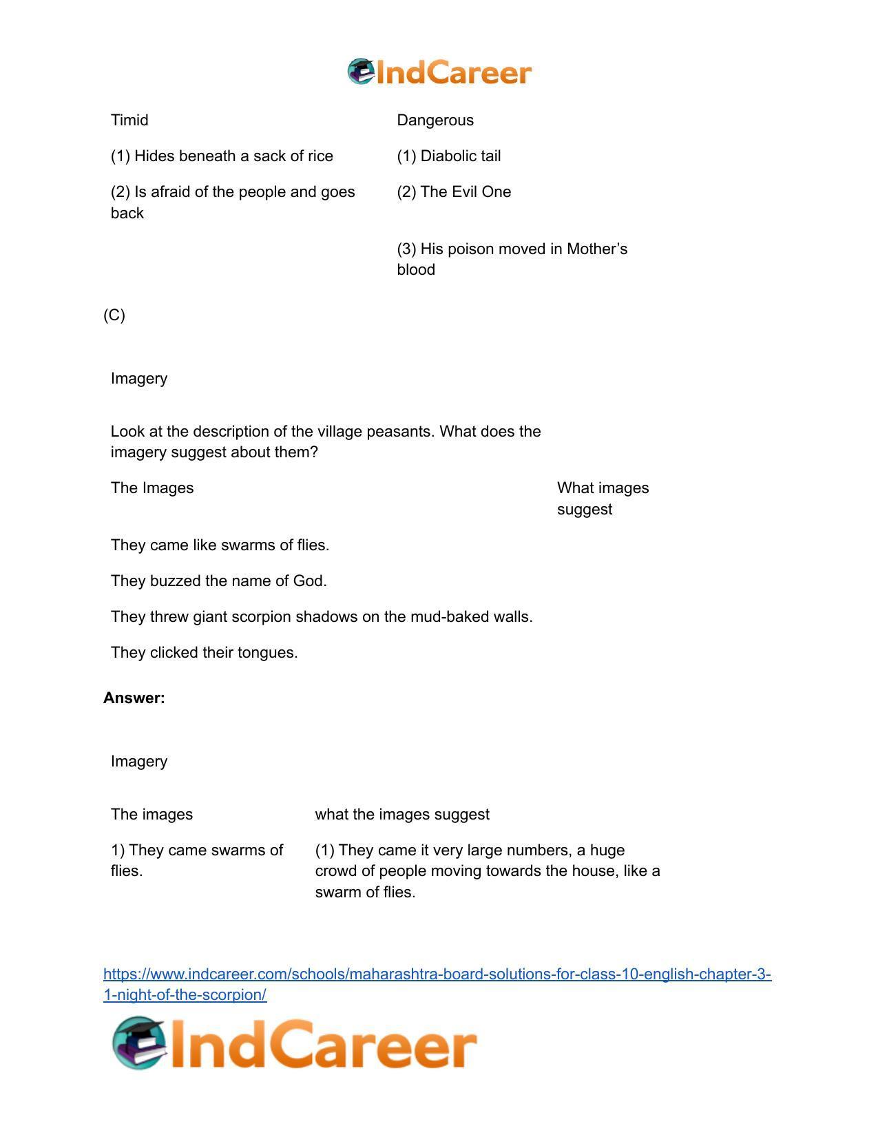 Maharashtra Board Solutions for Class 10- English: Chapter 3.1- Night of the Scorpion - Page 8