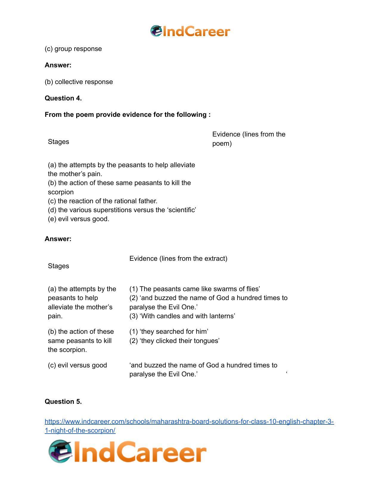 Maharashtra Board Solutions for Class 10- English: Chapter 3.1- Night of the Scorpion - Page 12