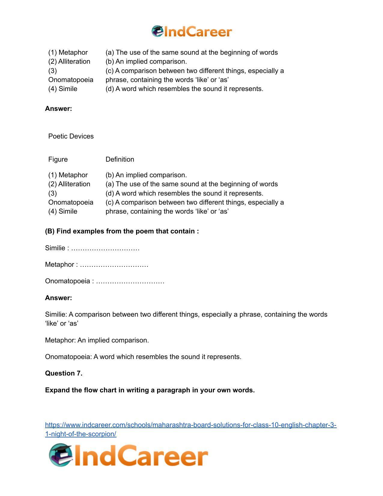 Maharashtra Board Solutions for Class 10- English: Chapter 3.1- Night of the Scorpion - Page 14