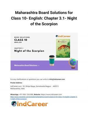 Maharashtra Board Solutions for Class 10- English: Chapter 3.1- Night of the Scorpion