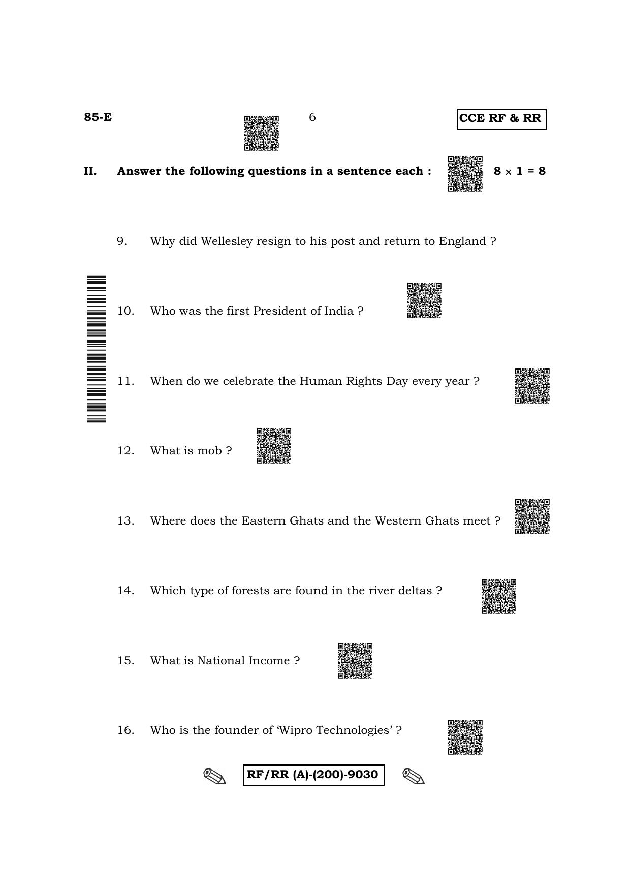 Karnataka SSLC Social Science - English Medium Question Paper 2022 (A Version) - Page 6