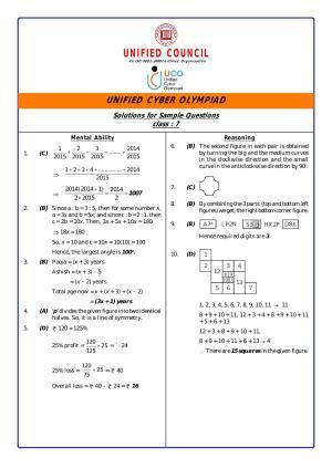 UCO Sample Papers for Class 7 Key & Solutions