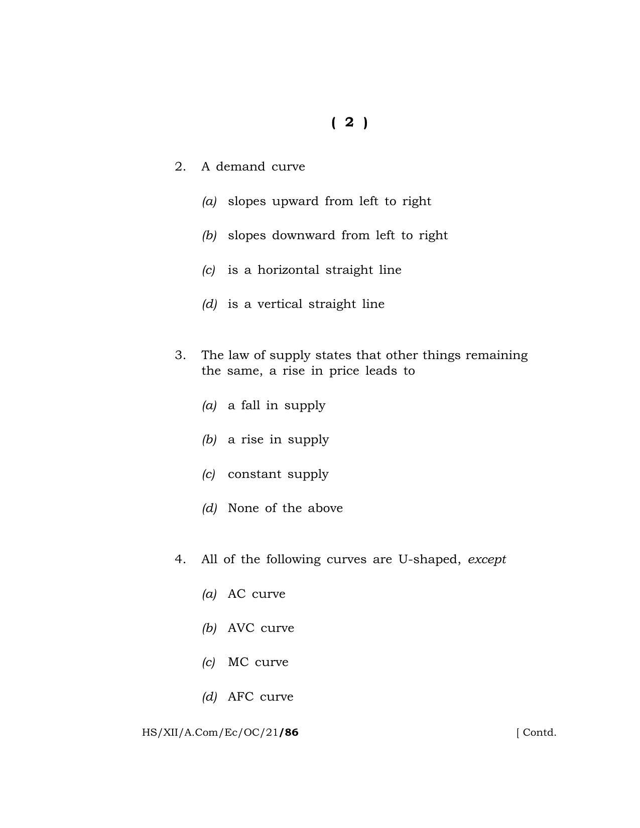 Meghalaya Board (MBOSE) Class 12 ECONOMICS (Old Course) (HS-XII-A.Com-Ec-OC-21) 2021 Question Paper - Page 2