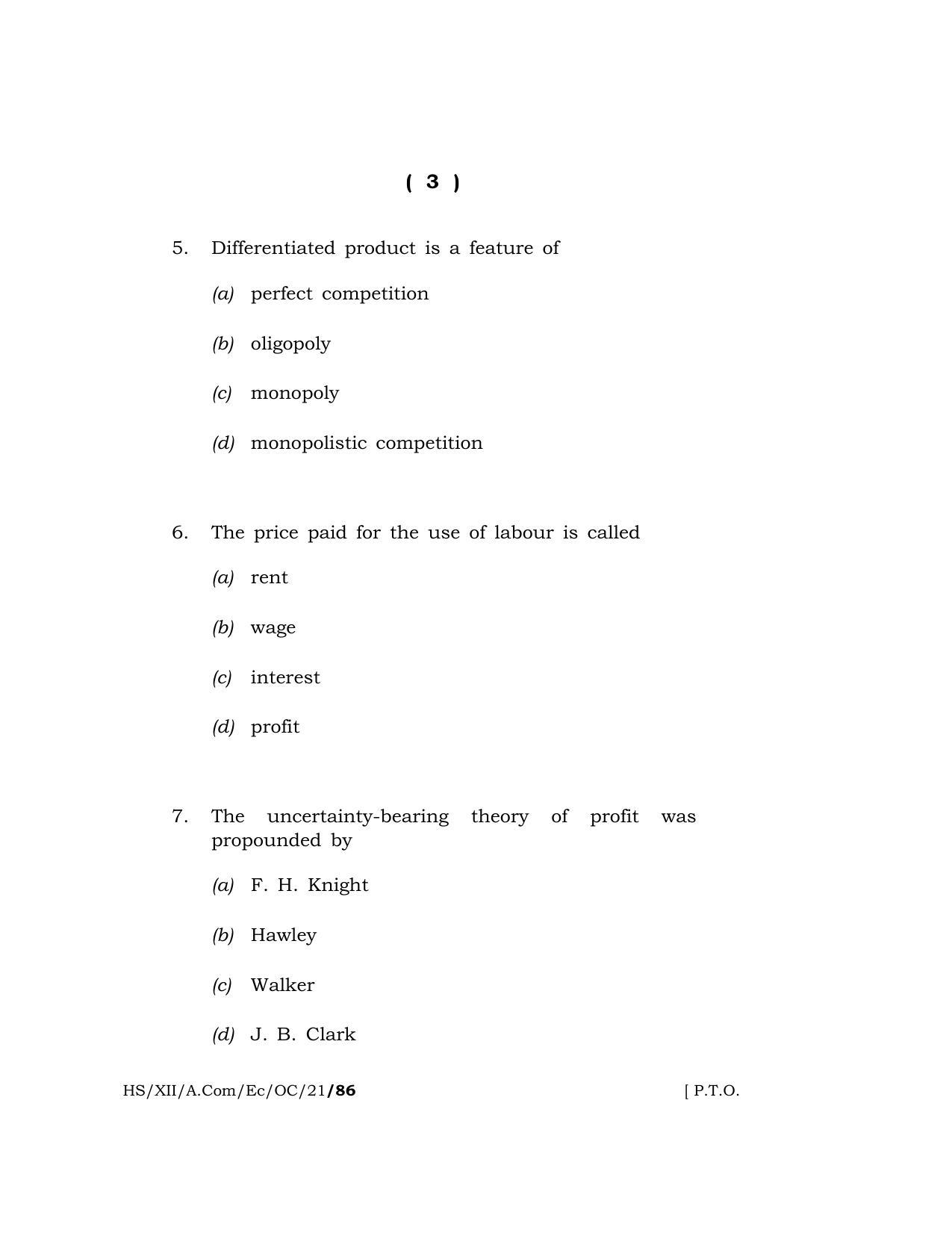 Meghalaya Board (MBOSE) Class 12 ECONOMICS (Old Course) (HS-XII-A.Com-Ec-OC-21) 2021 Question Paper - Page 3