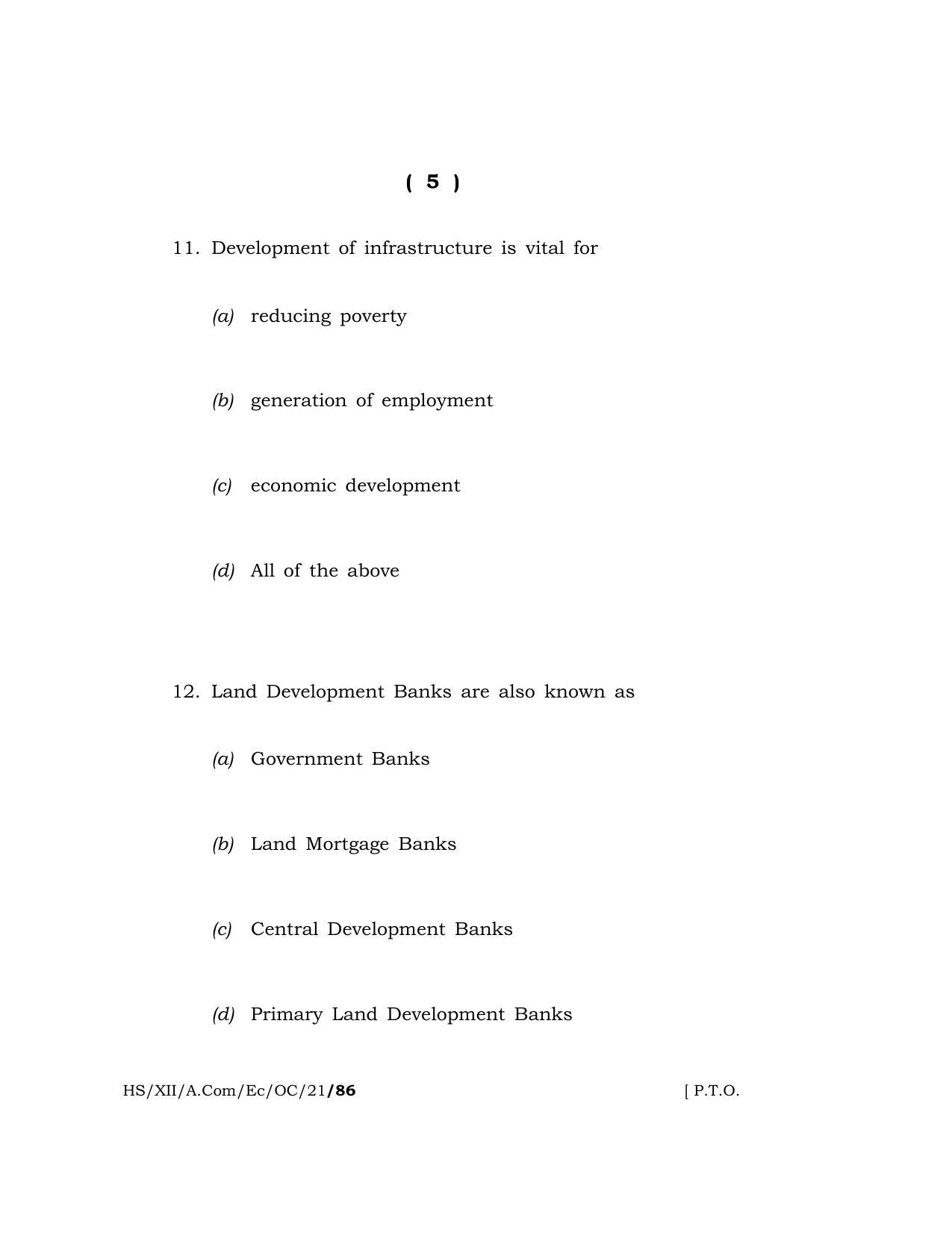 Meghalaya Board (MBOSE) Class 12 ECONOMICS (Old Course) (HS-XII-A.Com-Ec-OC-21) 2021 Question Paper - Page 5