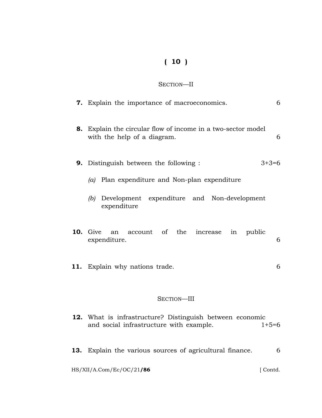 Meghalaya Board (MBOSE) Class 12 ECONOMICS (Old Course) (HS-XII-A.Com-Ec-OC-21) 2021 Question Paper - Page 10