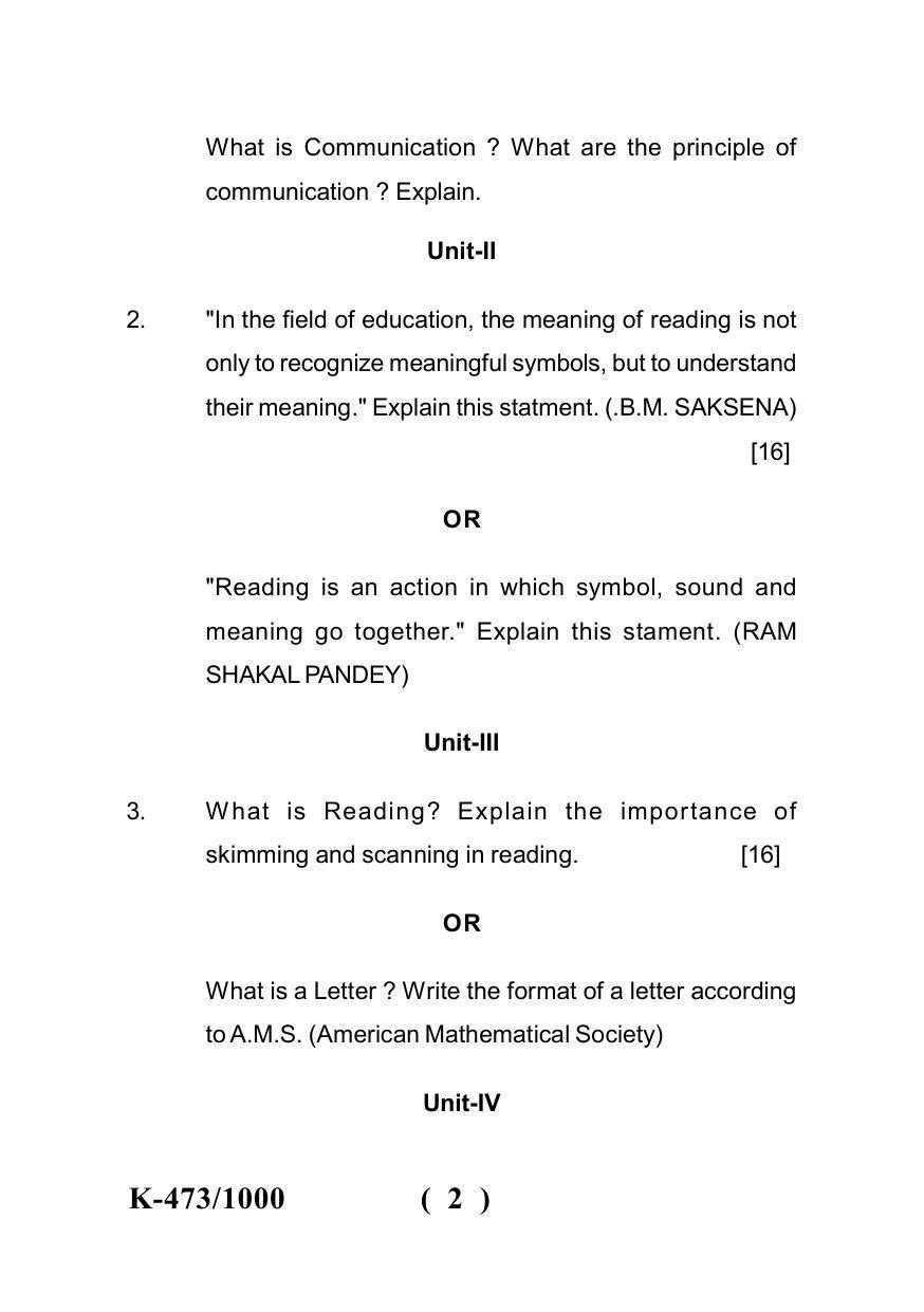 Sarguja University Question Paper - 2022 : Bachelor Of Education I Year Language Proficiency-English Paper I - Page 2
