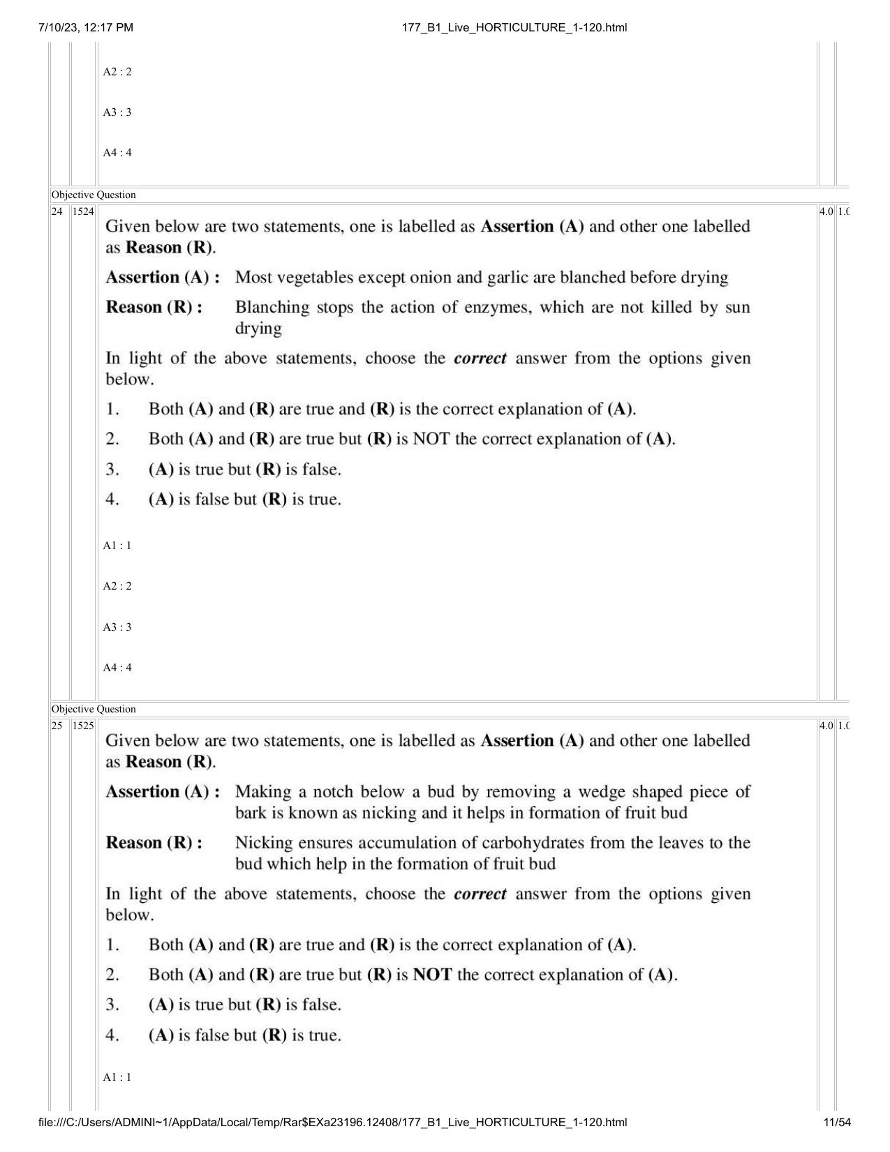 ICAR AIEEA PG 2023 HORTICULTURE Question Paper - Page 11