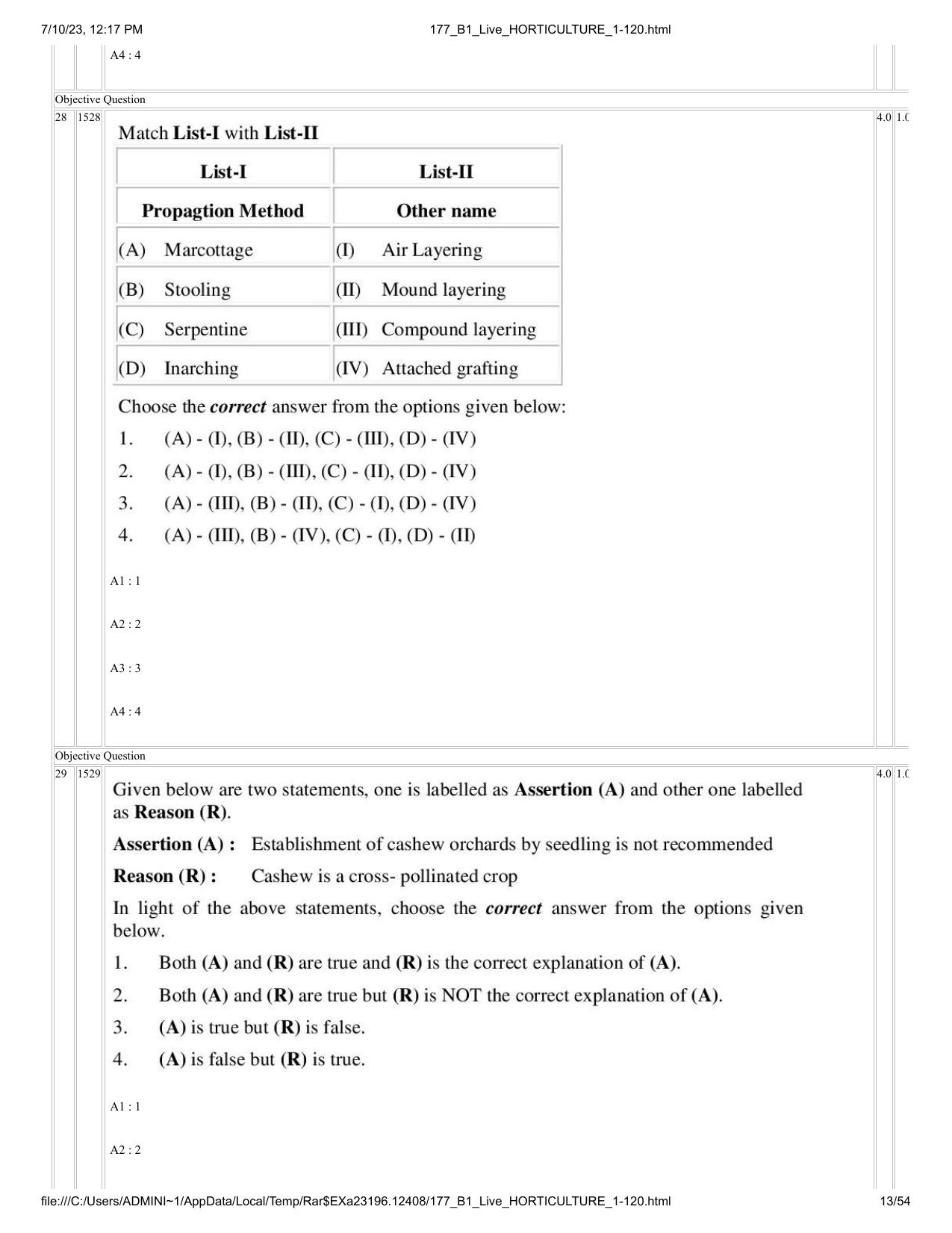 ICAR AIEEA PG 2023 HORTICULTURE Question Paper - Page 13
