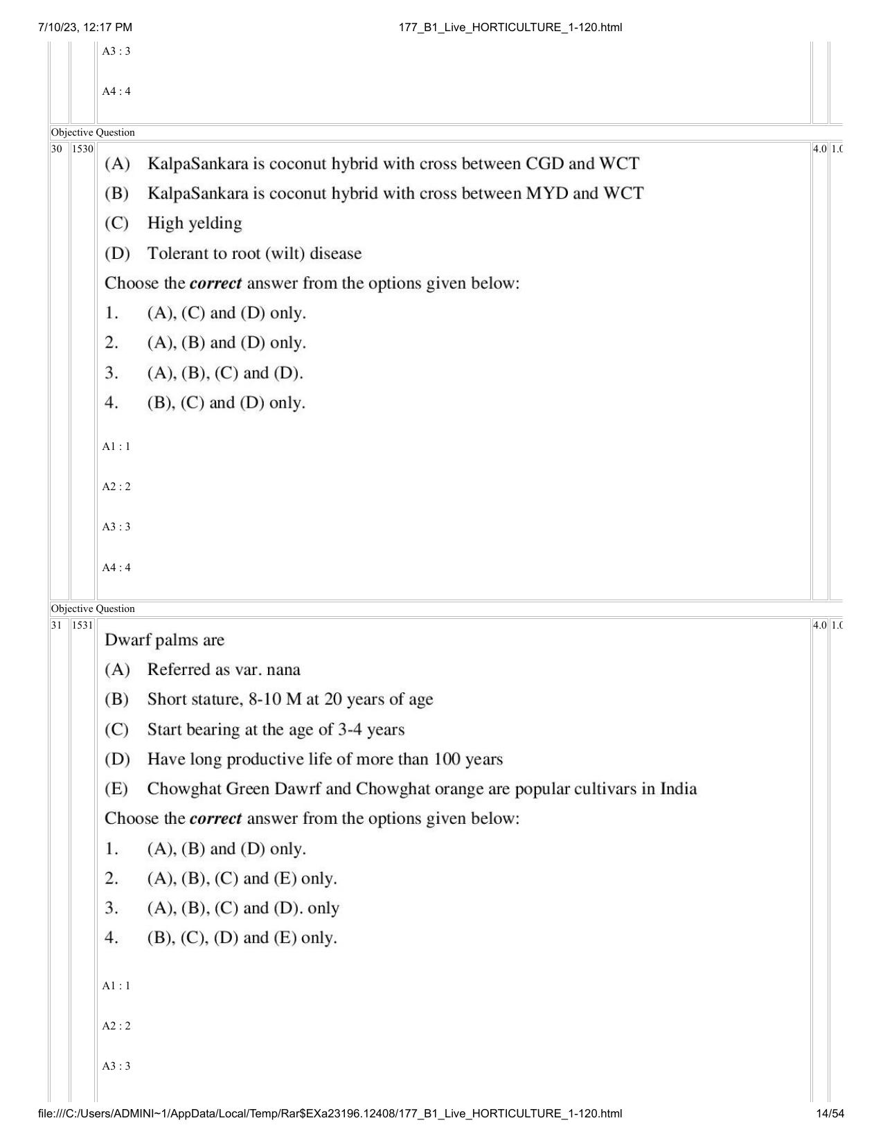 ICAR AIEEA PG 2023 HORTICULTURE Question Paper - Page 14