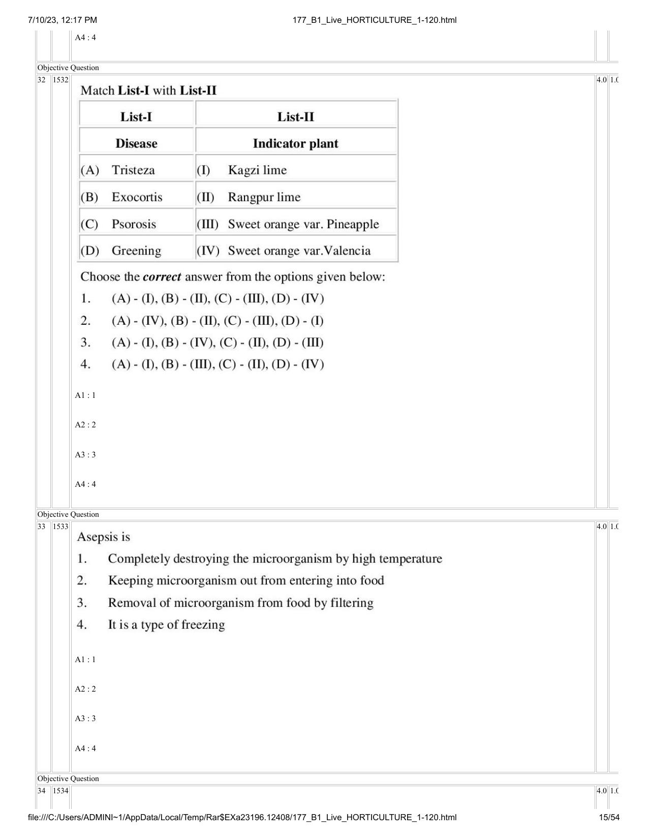 ICAR AIEEA PG 2023 HORTICULTURE Question Paper - Page 15