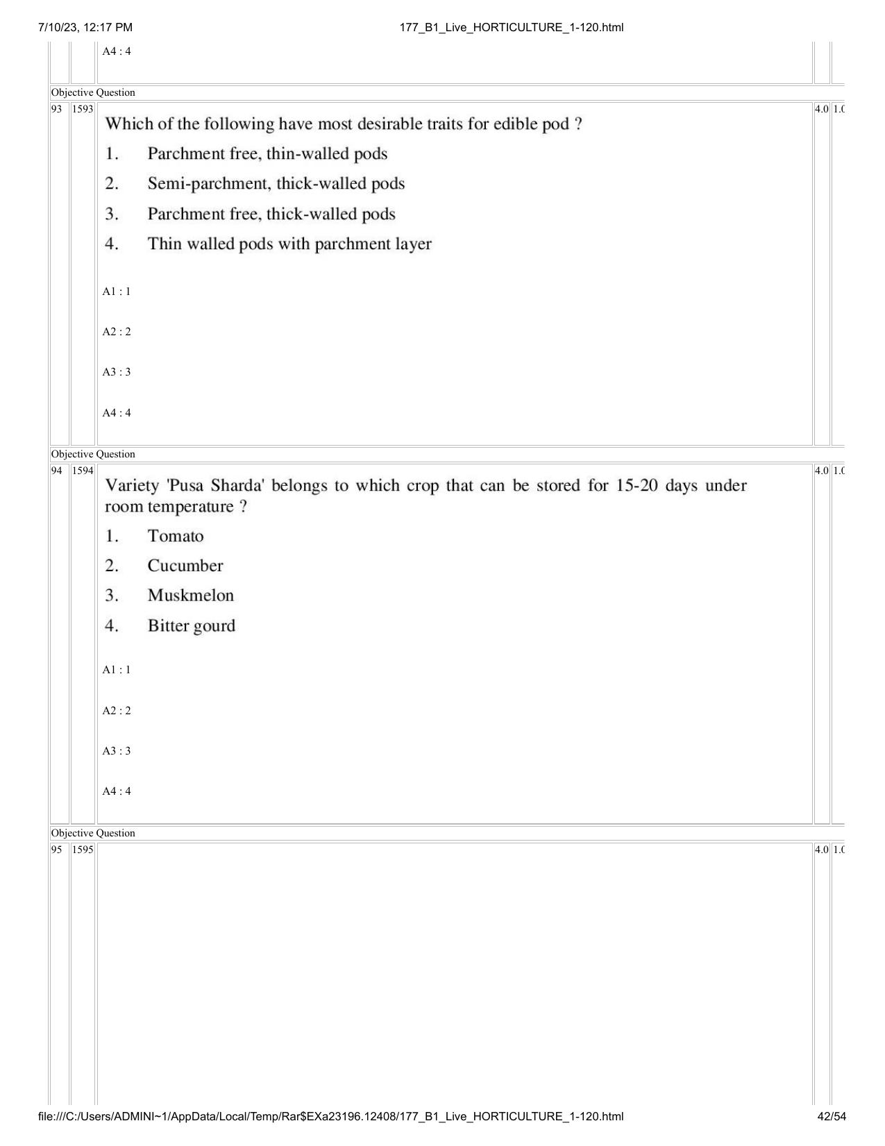 ICAR AIEEA PG 2023 HORTICULTURE Question Paper - Page 42