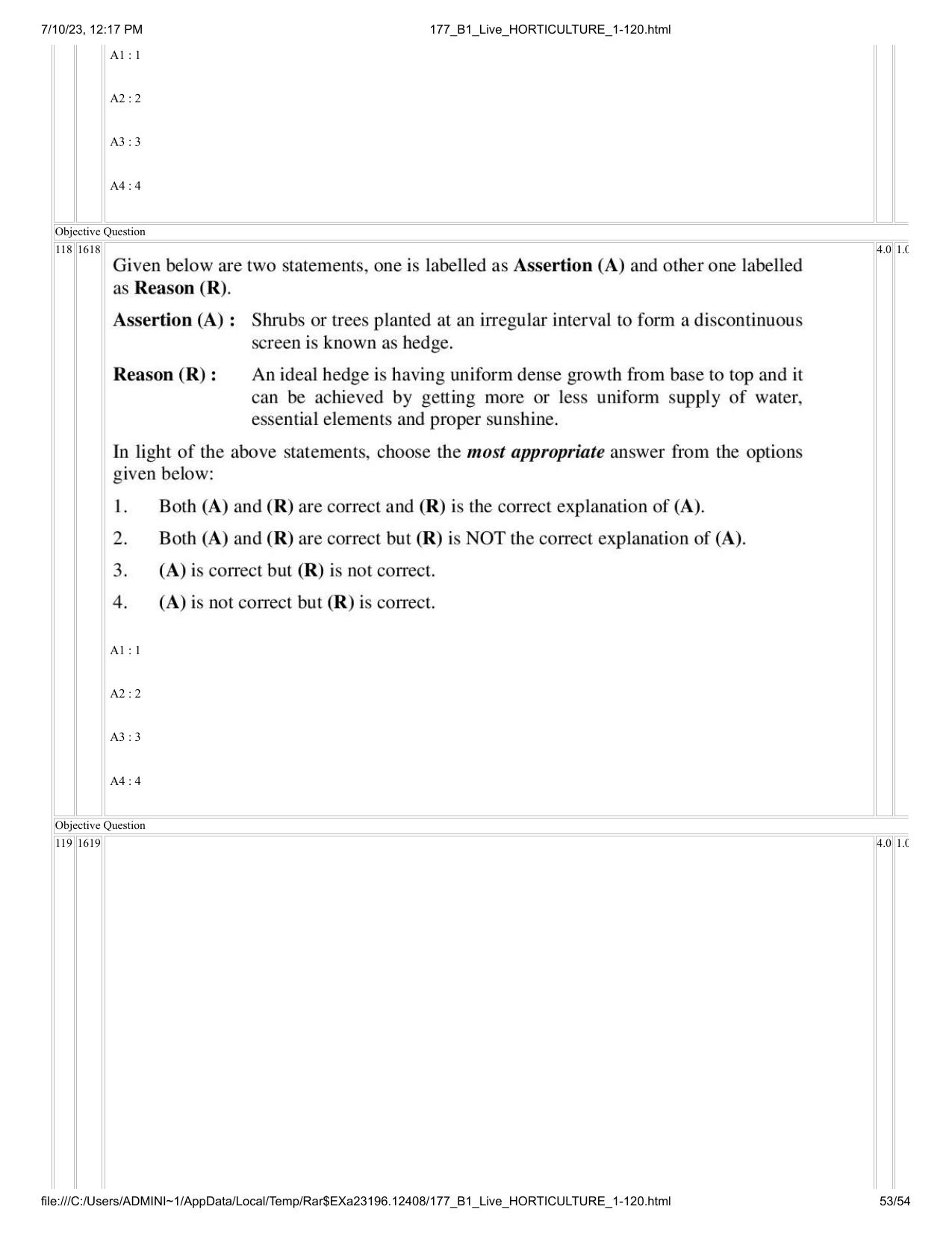ICAR AIEEA PG 2023 HORTICULTURE Question Paper - Page 53