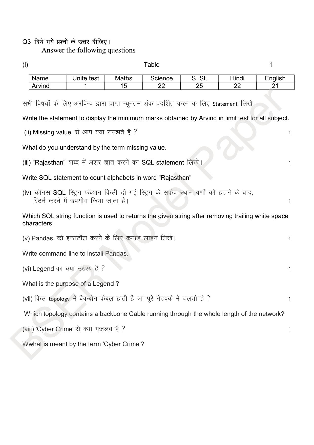 RBSE 2024 Sr Secondary (Arts) Model Question Paper - Page 19
