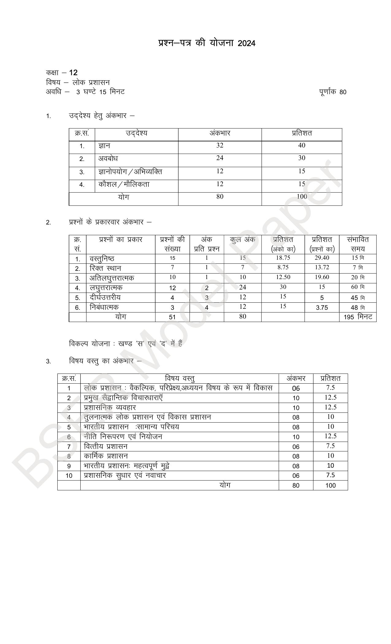 RBSE 2024 Sr Secondary (Arts) Model Question Paper - Page 25