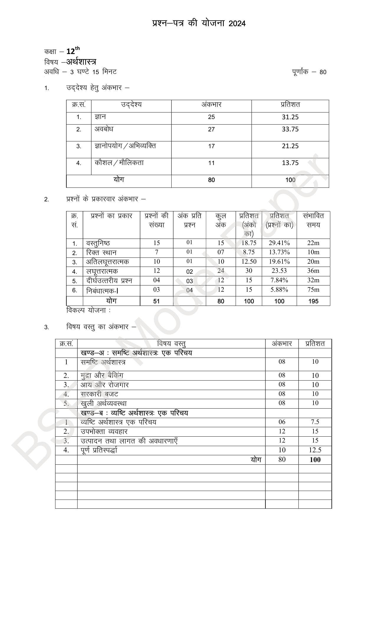RBSE 2024 Sr Secondary (Arts) Model Question Paper - Page 34