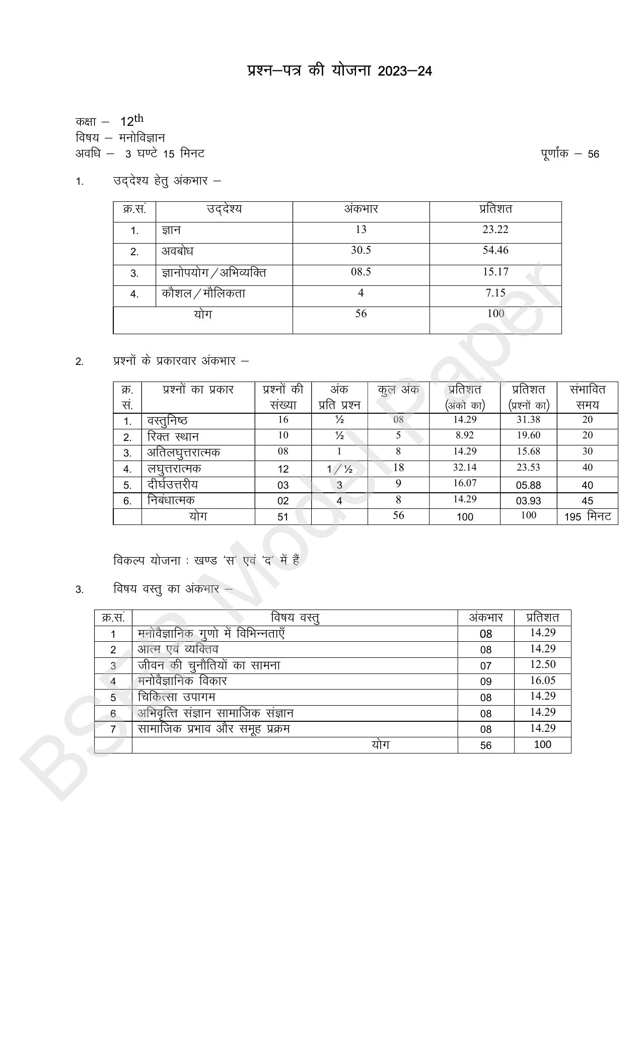 RBSE 2024 Sr Secondary (Arts) Model Question Paper - Page 139