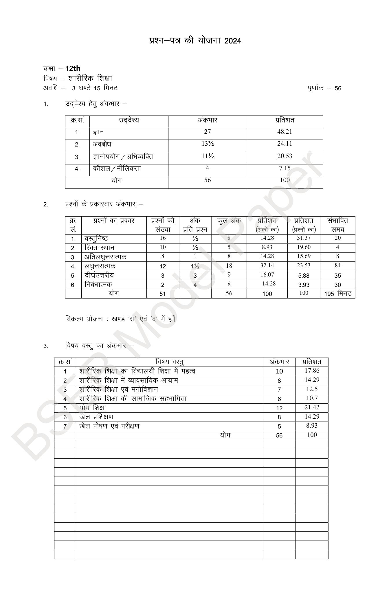 RBSE 2024 Sr Secondary (Arts) Model Question Paper - Page 233