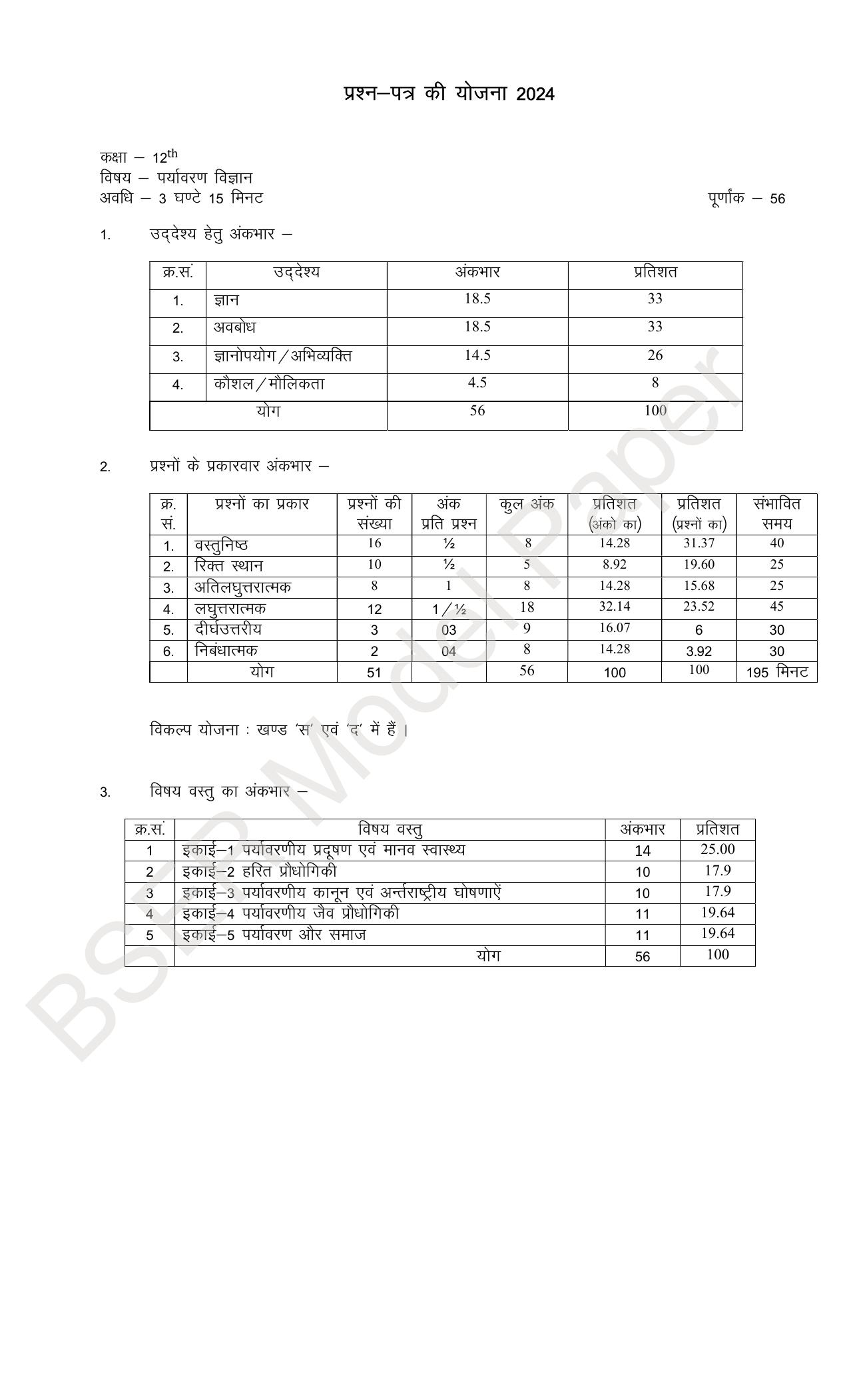 RBSE 2024 Sr Secondary (Arts) Model Question Paper - Page 244