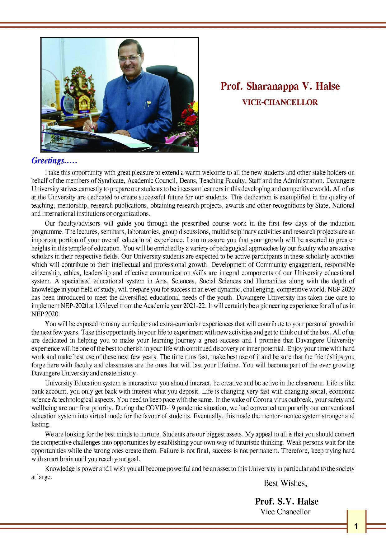 Davangere University, Davangere Admission Brochure 2021-22 - Page 3