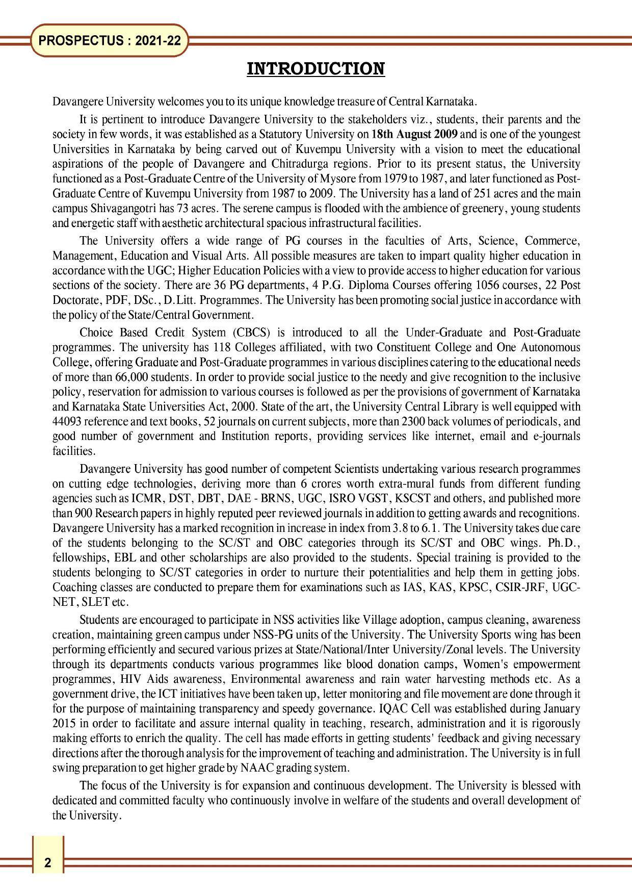 Davangere University, Davangere Admission Brochure 2021-22 - Page 4