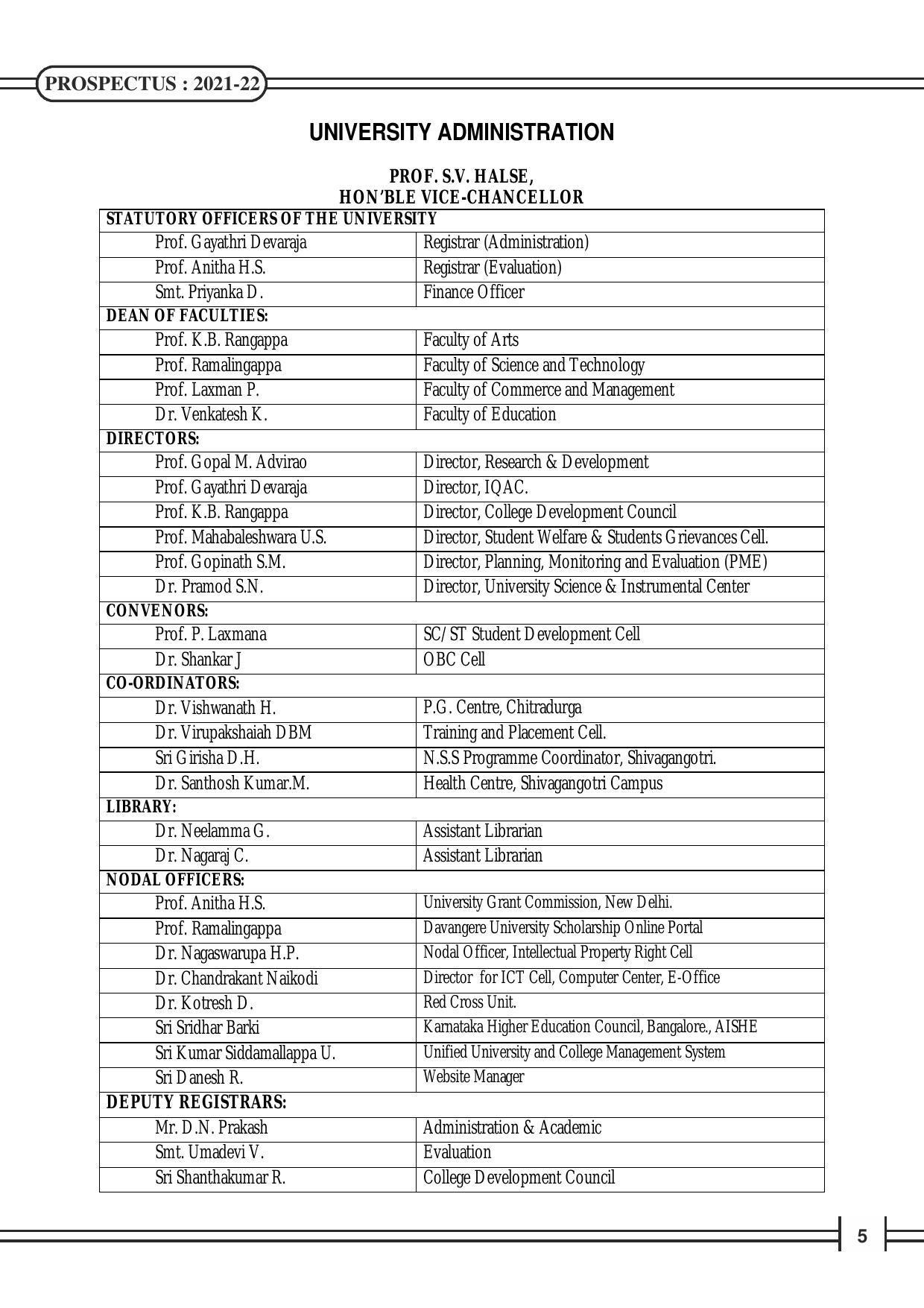 Davangere University, Davangere Admission Brochure 2021-22 - Page 7